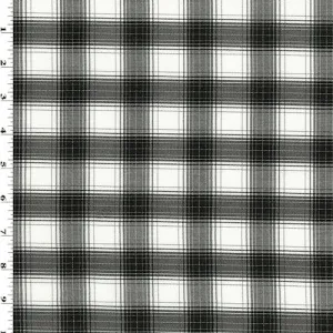 1 YD PC-Black/White/Pink Sparkle Plaid Twill Shirting Fabric