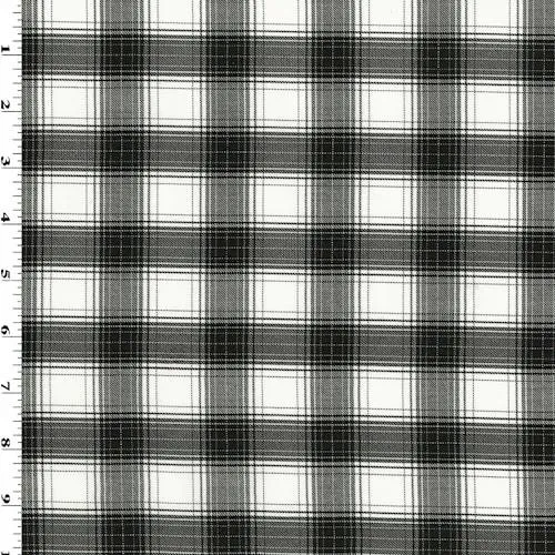 1 YD PC-Black/White/Pink Sparkle Plaid Twill Shirting Fabric