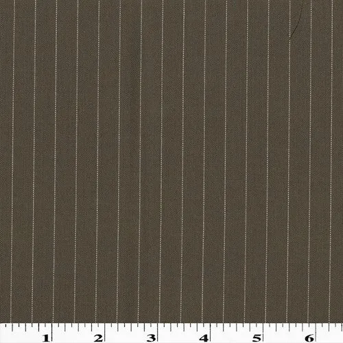 1 YD PC-Cream Taupe Brown/White Wool Blend Pinstripe Shirting Fabric