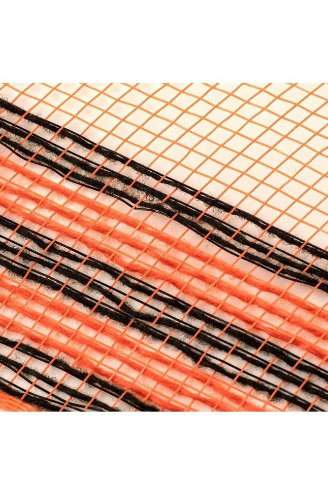 10.5" Border Stripe Metallic Mesh Ribbon: Orange/Black (10 Yards)
