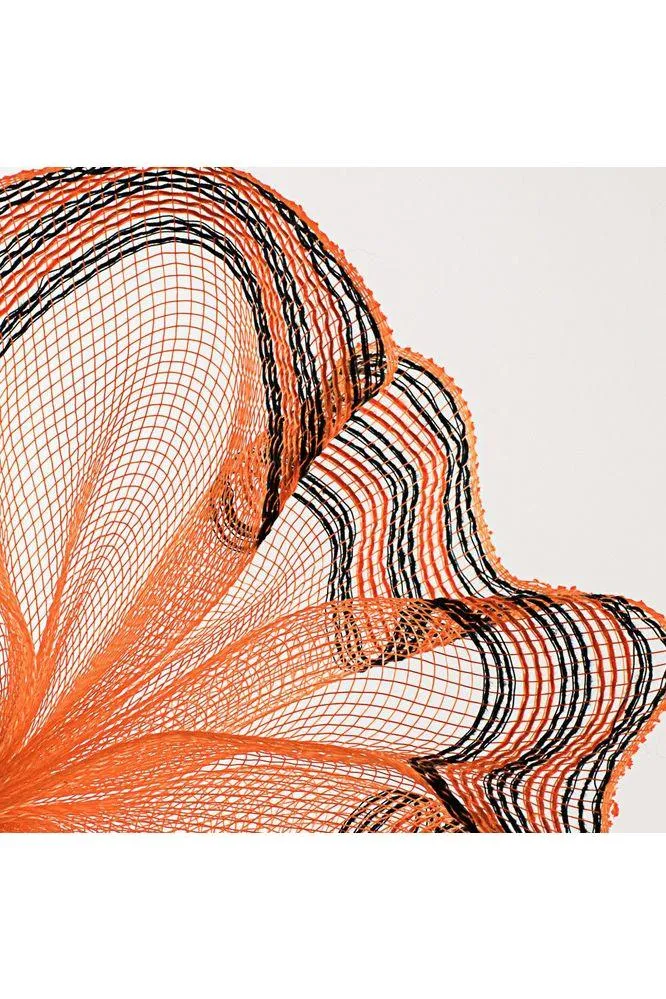10.5" Border Stripe Metallic Mesh Ribbon: Orange/Black (10 Yards)