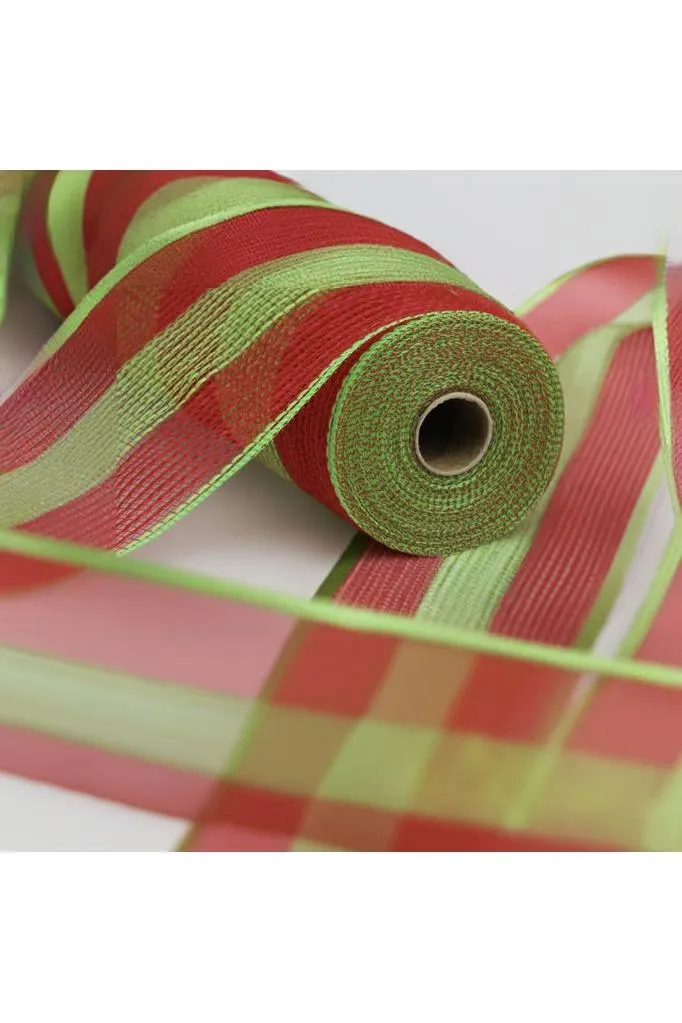 10.5" Faux Jute Wide Stripe Mesh Ribbon: Red/Green (10 Yards)