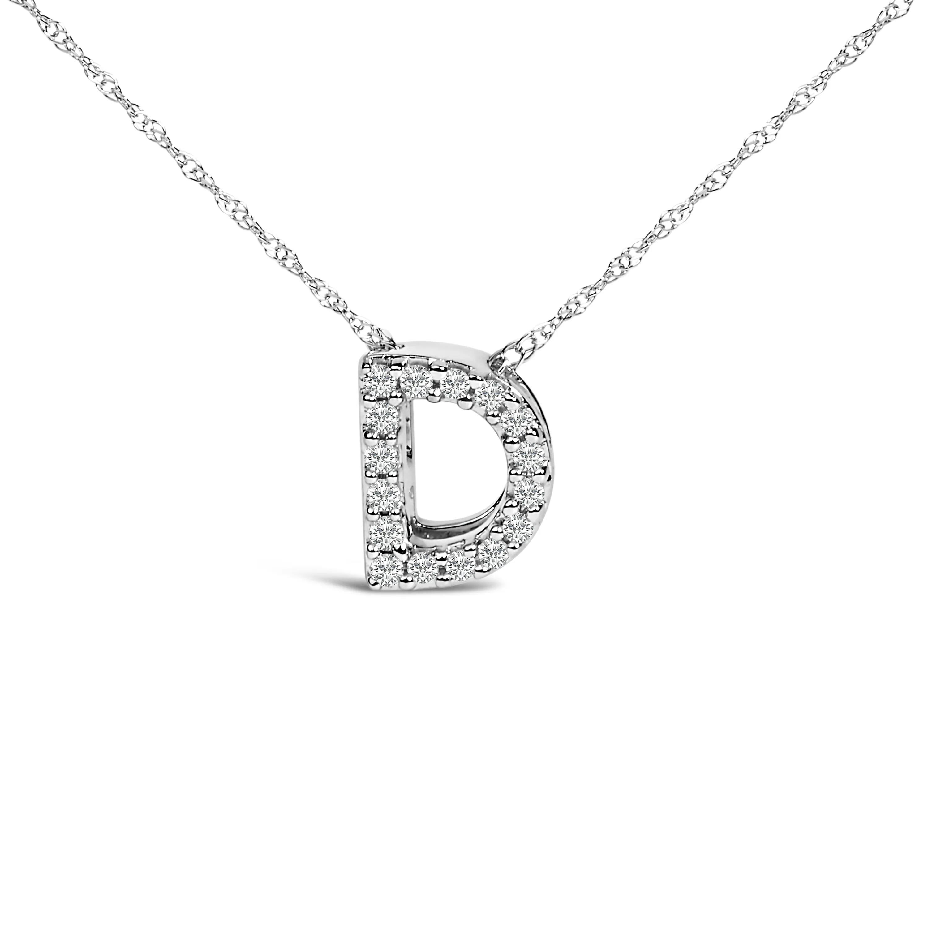 10K White Gold Diamond Accent "A to Z" Alphabet Initial Pendant Necklace
