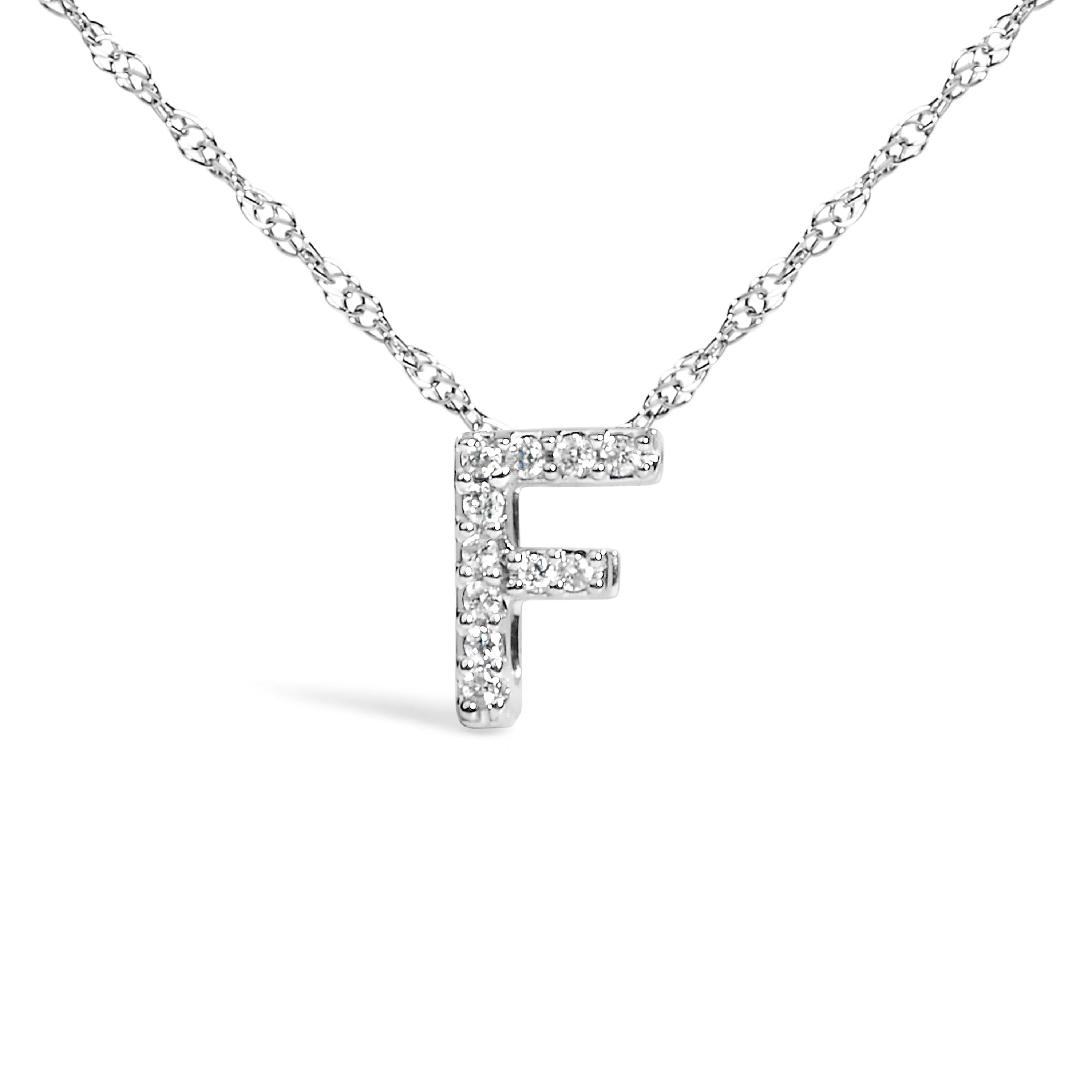 10K White Gold Diamond Accent "A to Z" Alphabet Initial Pendant Necklace