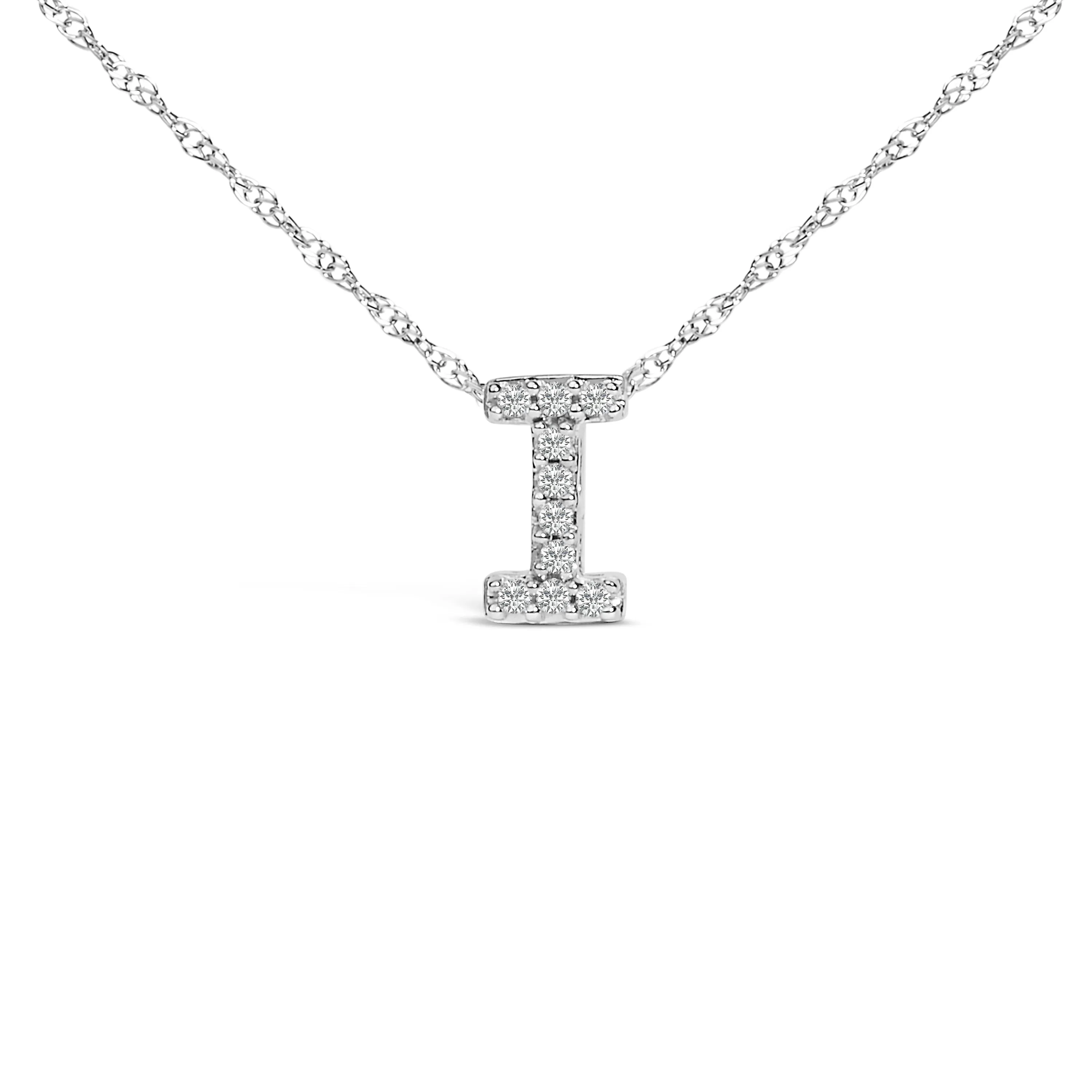 10K White Gold Diamond Accent "A to Z" Alphabet Initial Pendant Necklace