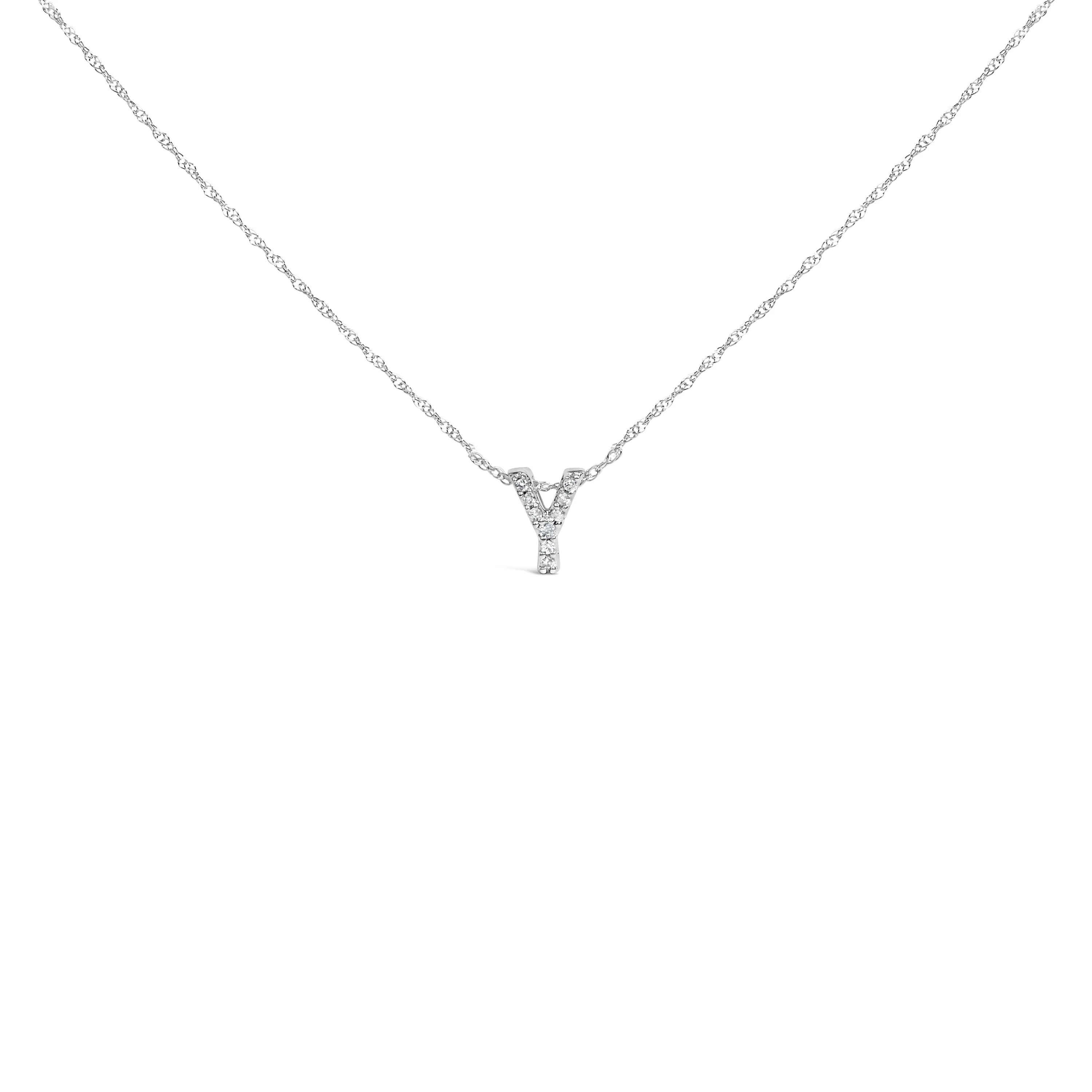 10K White Gold Diamond Accent "A to Z" Alphabet Initial Pendant Necklace