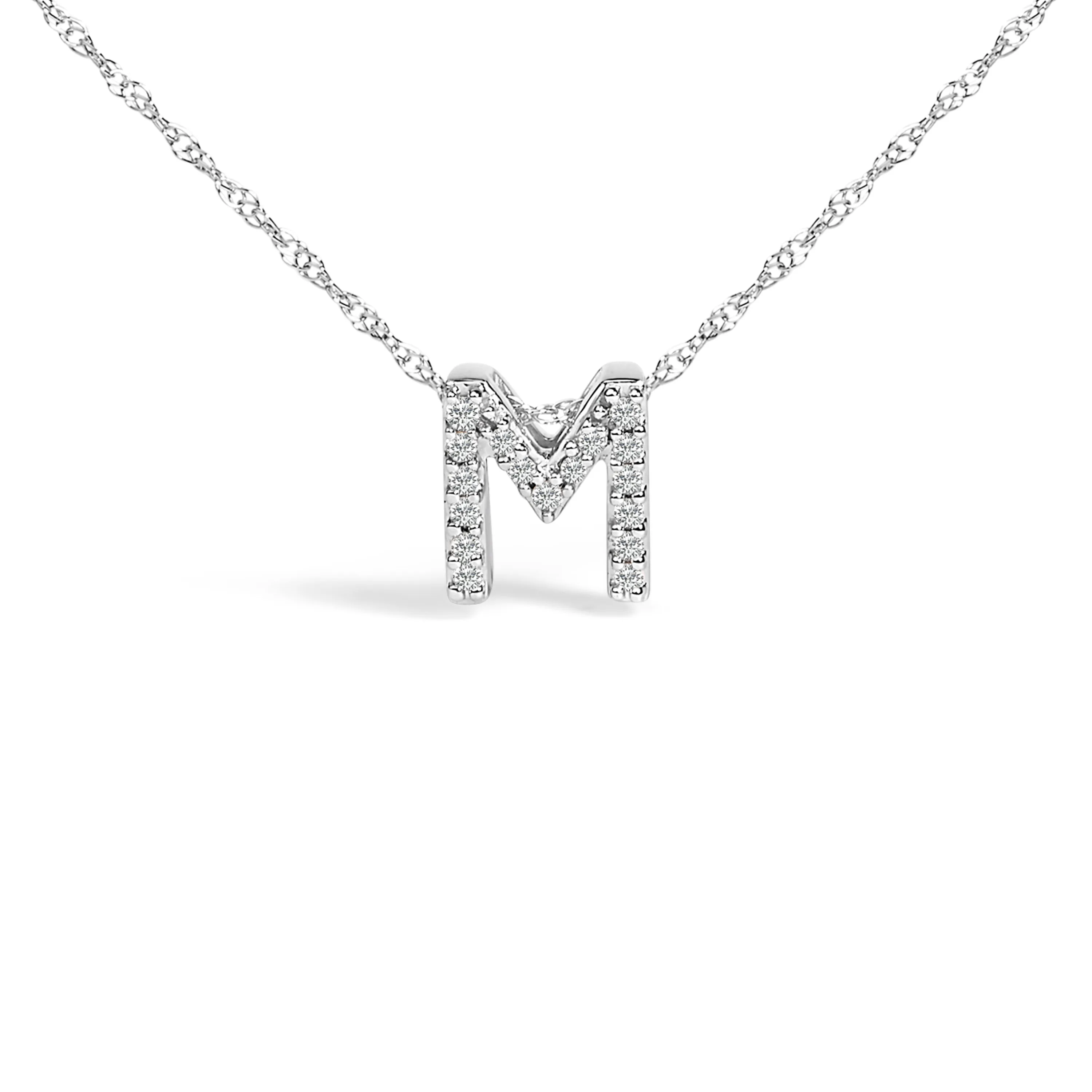 10K White Gold Diamond Accent "A to Z" Alphabet Initial Pendant Necklace