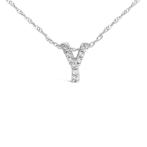 10K White Gold Diamond Accent "A to Z" Alphabet Initial Pendant Necklace