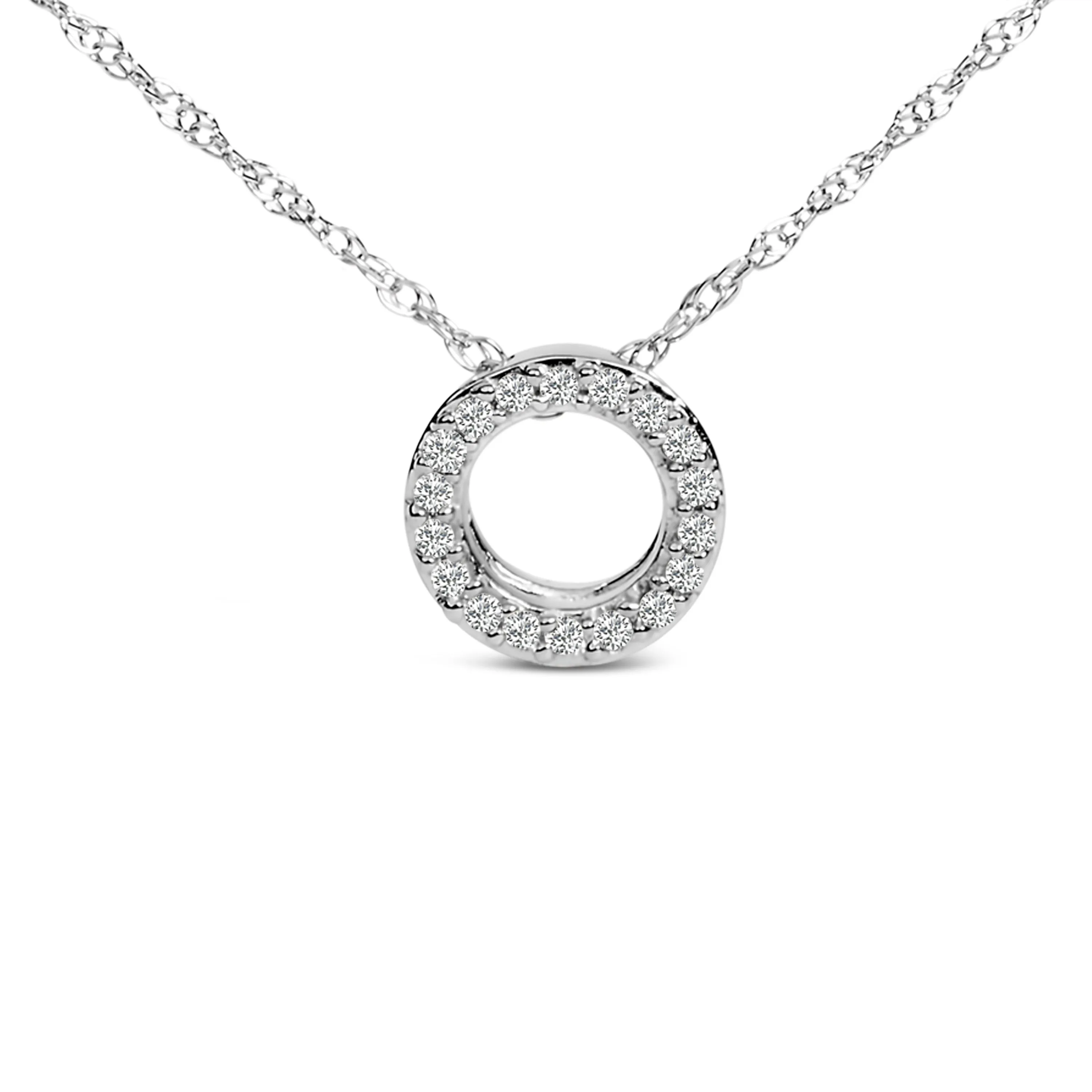 10K White Gold Diamond Accent "A to Z" Alphabet Initial Pendant Necklace
