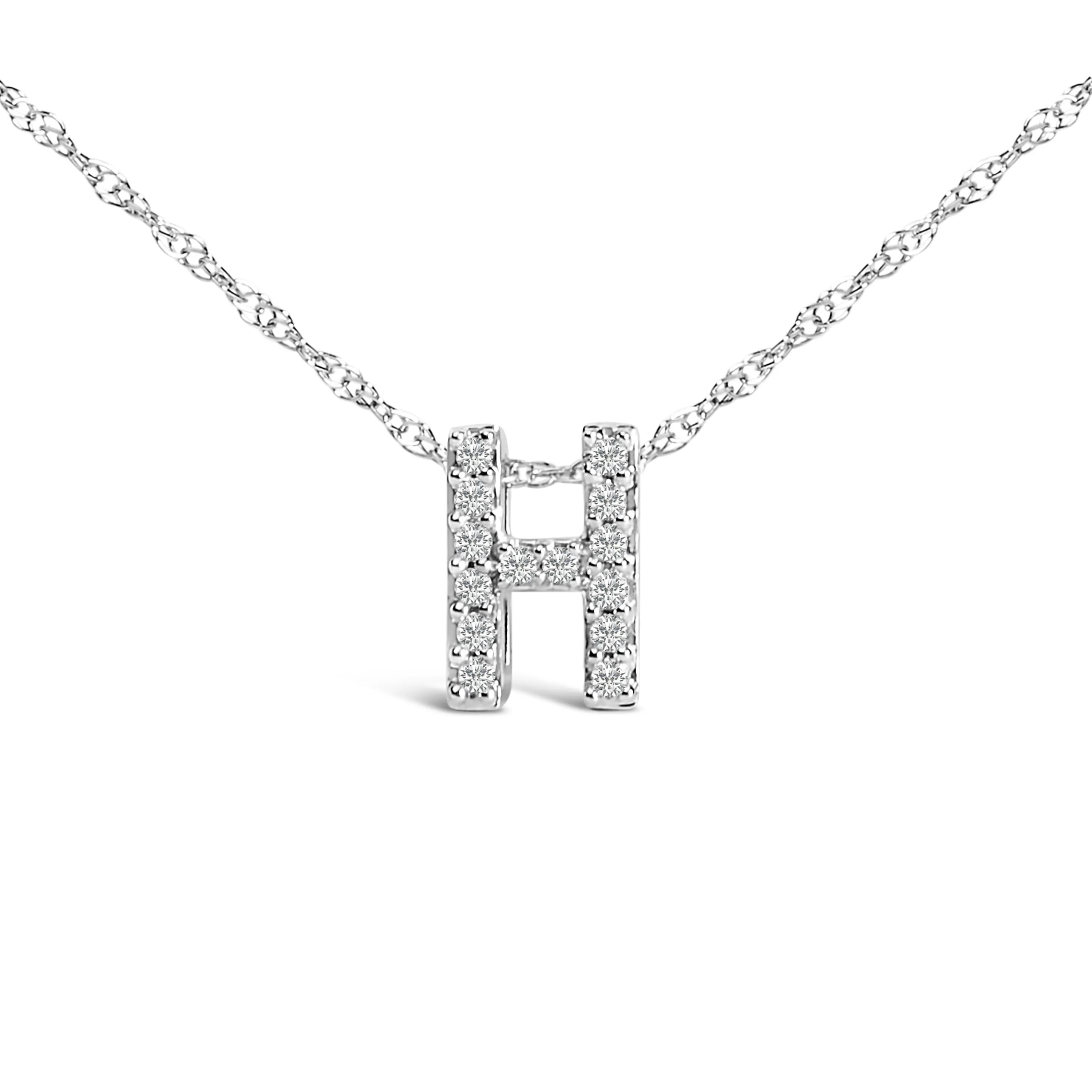 10K White Gold Diamond Accent "A to Z" Alphabet Initial Pendant Necklace