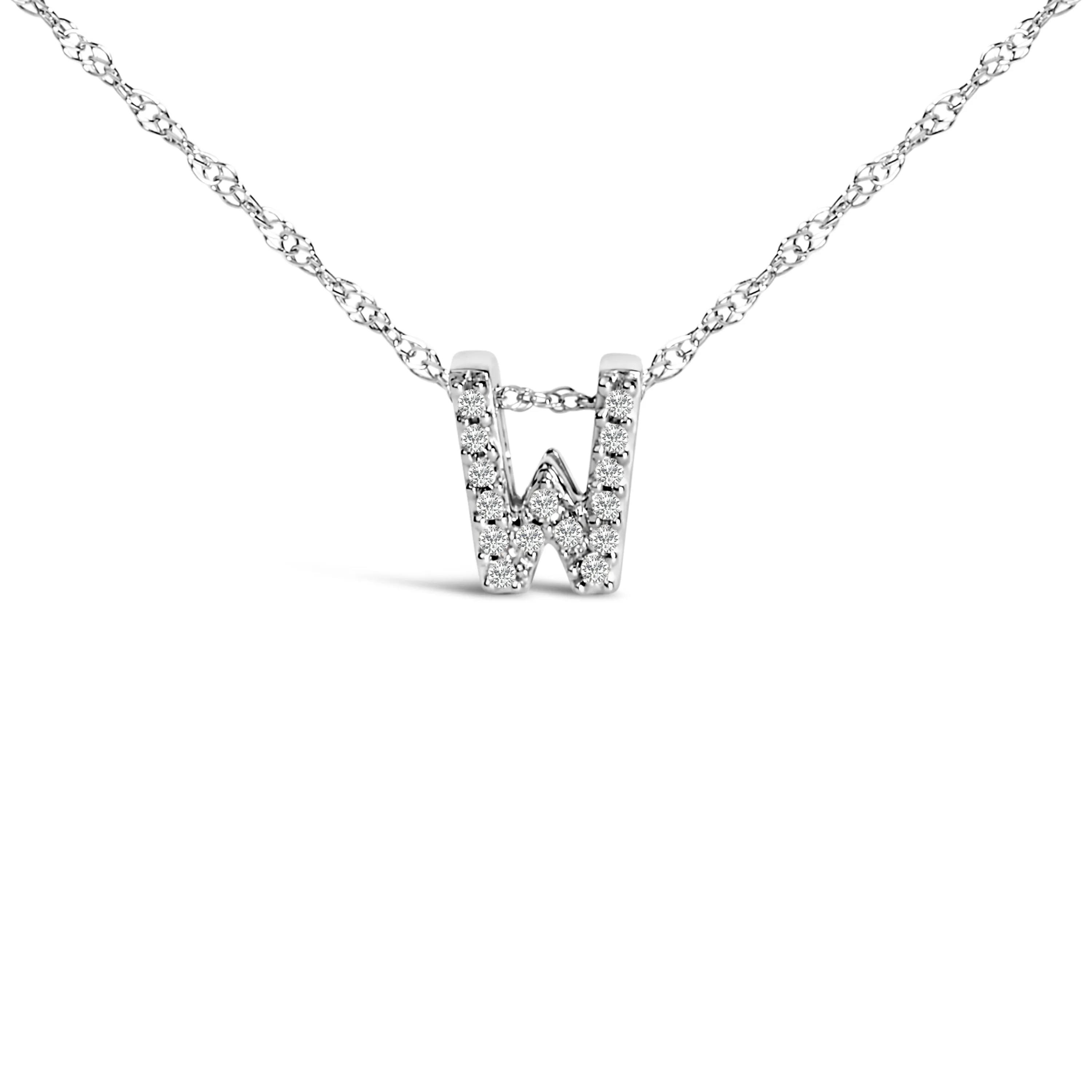 10K White Gold Diamond Accent "A to Z" Alphabet Initial Pendant Necklace