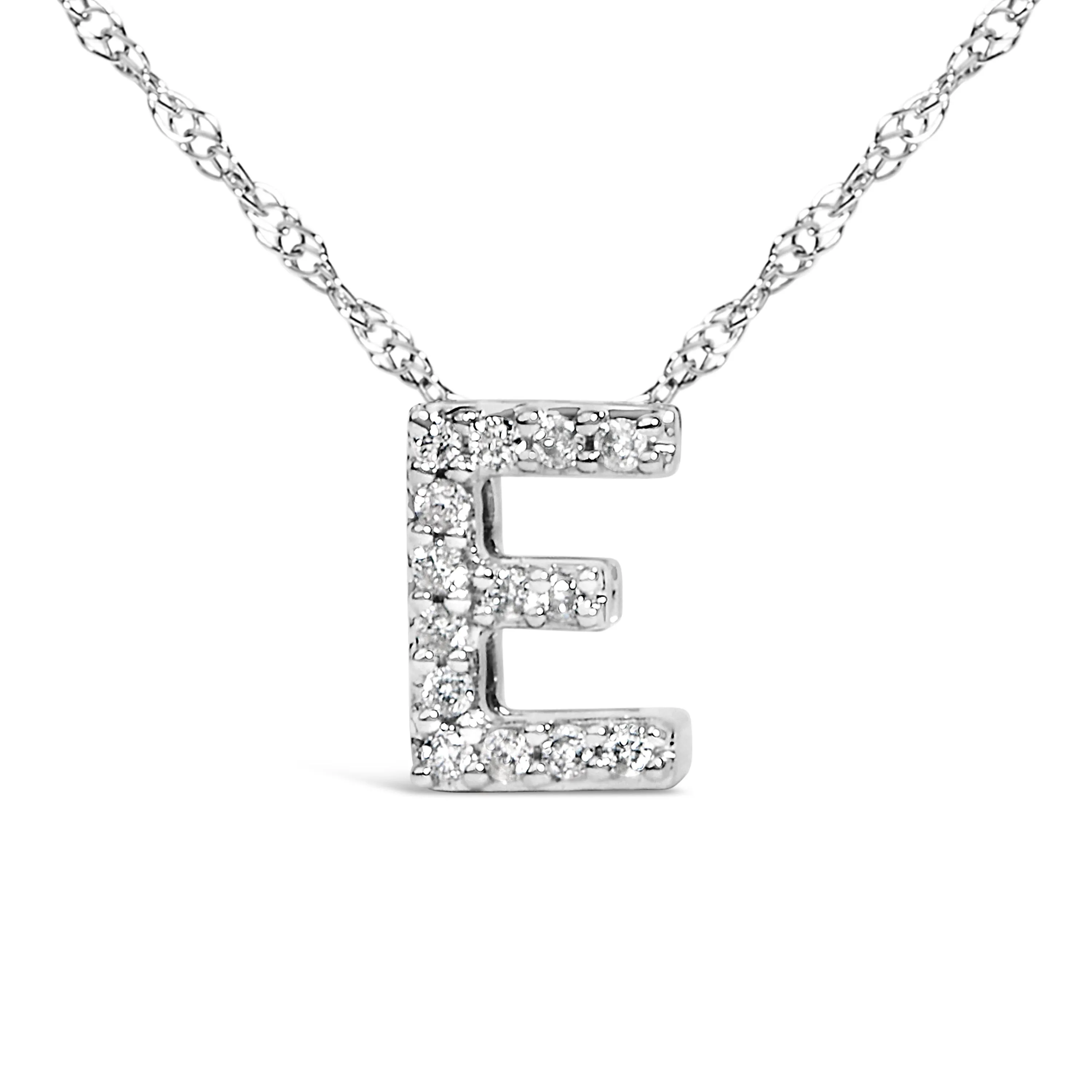 10K White Gold Diamond Accent "A to Z" Alphabet Initial Pendant Necklace