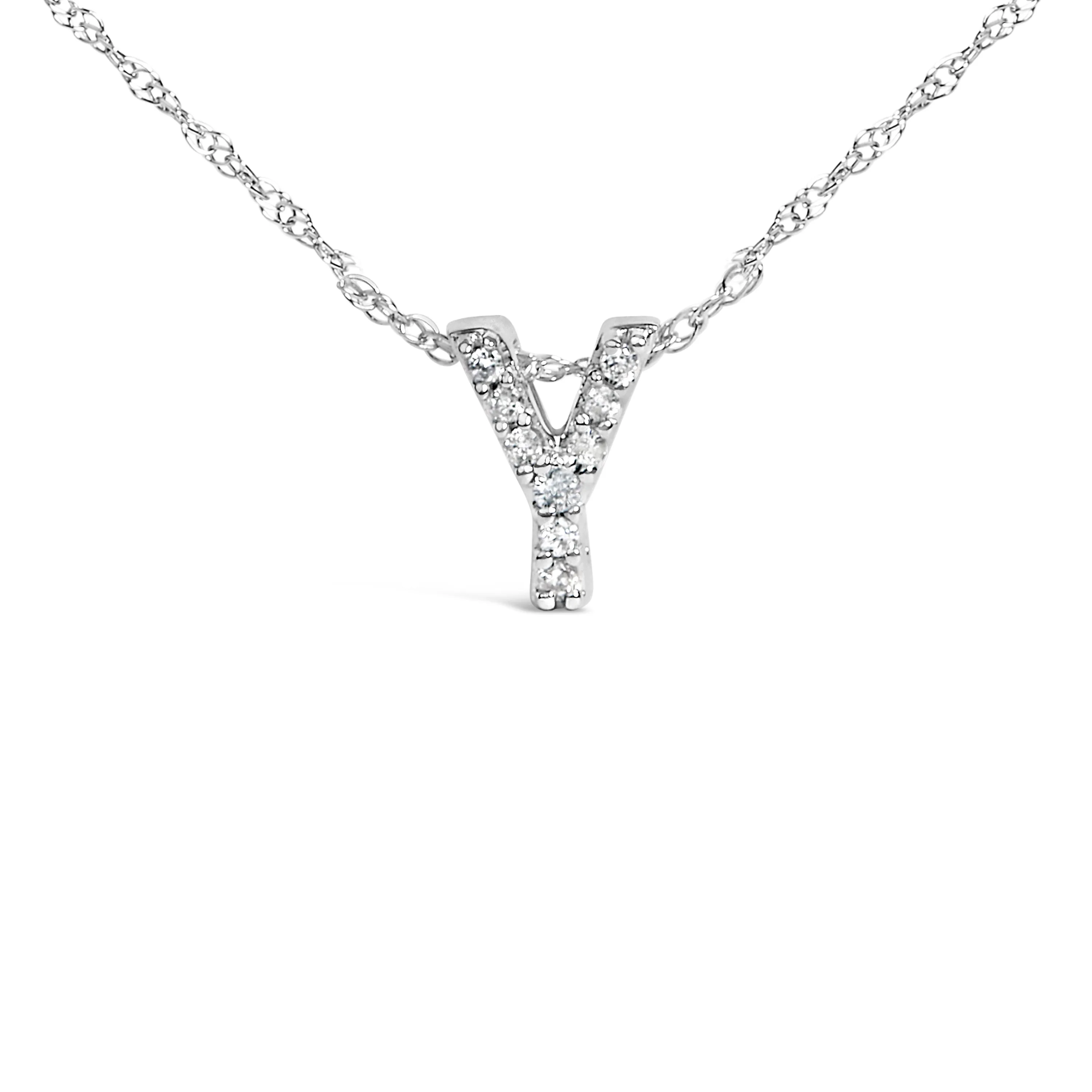 10K White Gold Diamond Accent "A to Z" Alphabet Initial Pendant Necklace