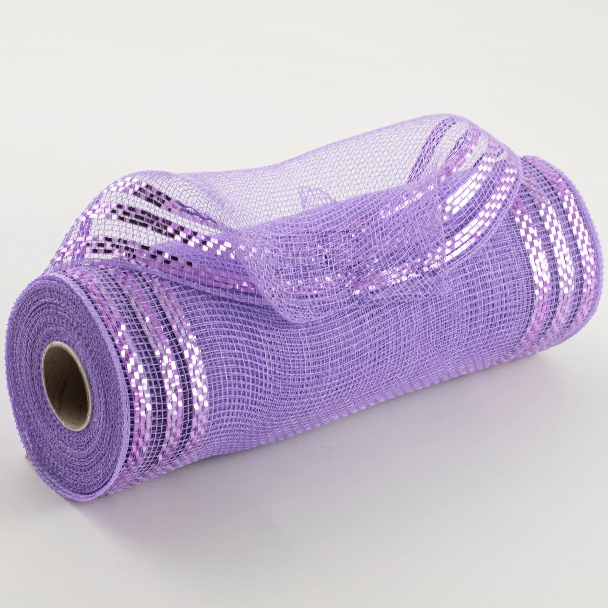 10" Border Stripe Metallic Mesh: Lavender