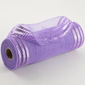 10" Border Stripe Metallic Mesh: Lavender
