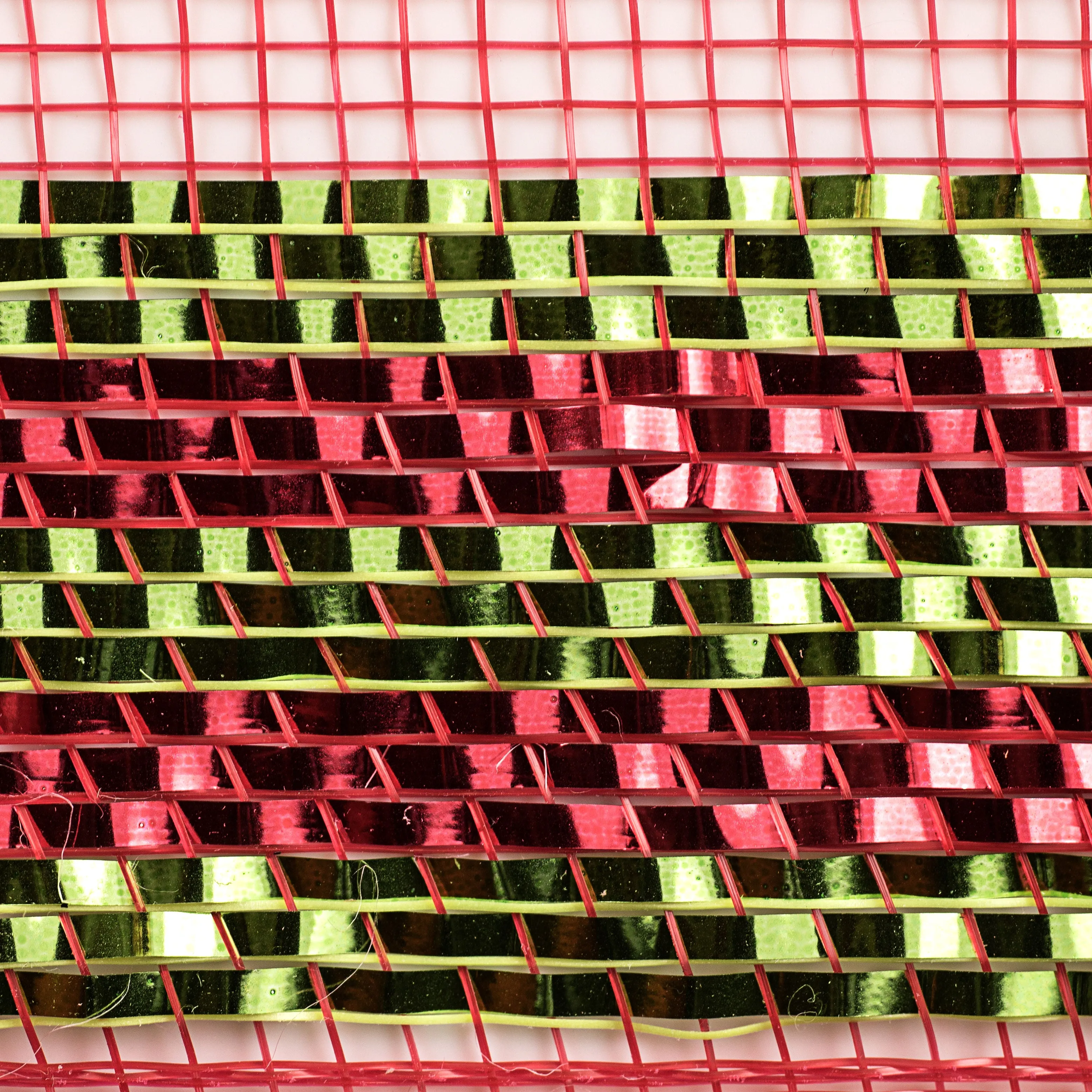 10" Border Stripe Metallic Mesh: Red & Lime