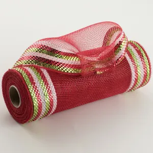 10" Border Stripe Metallic Mesh: Red, Lime, White