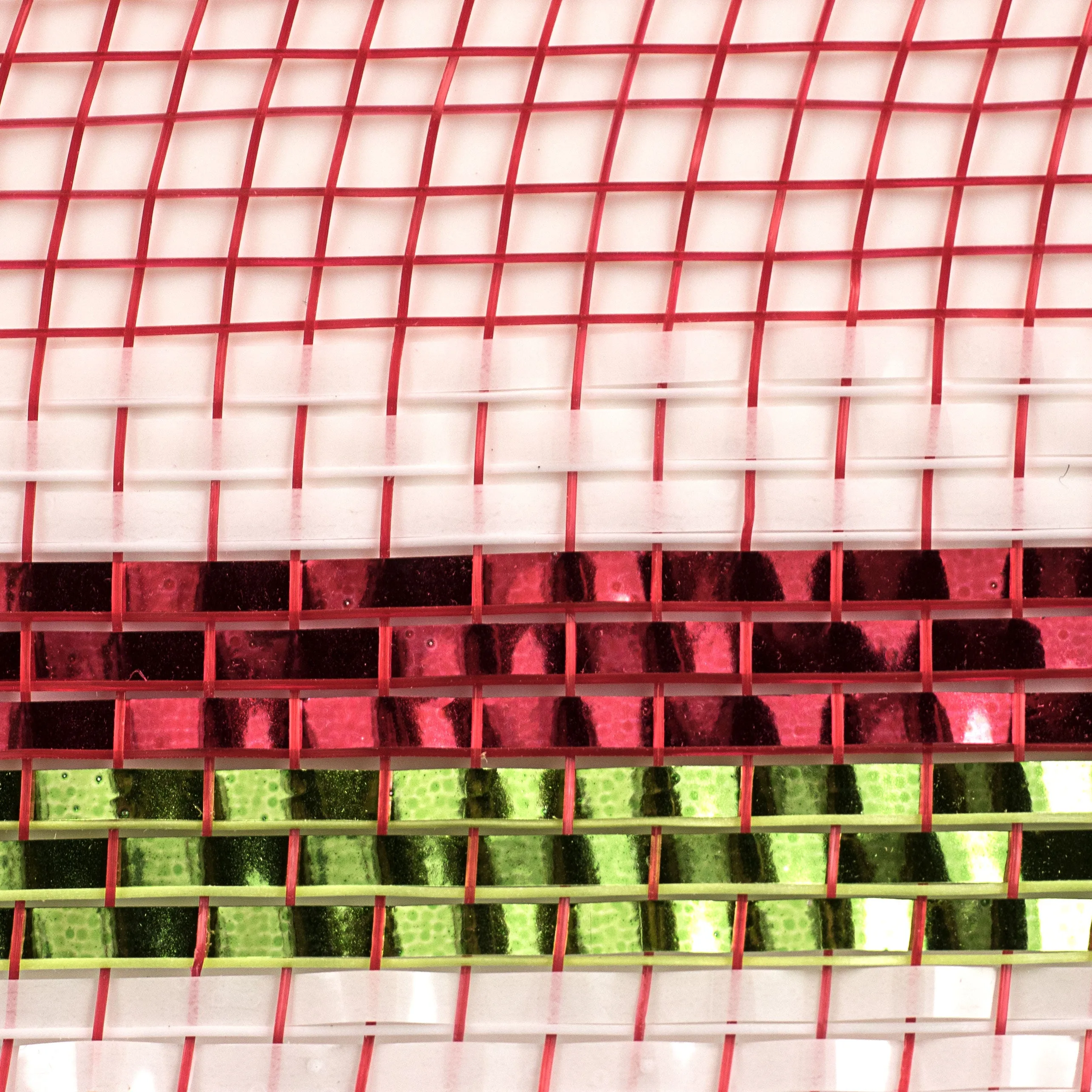 10" Border Stripe Metallic Mesh: Red, Lime, White