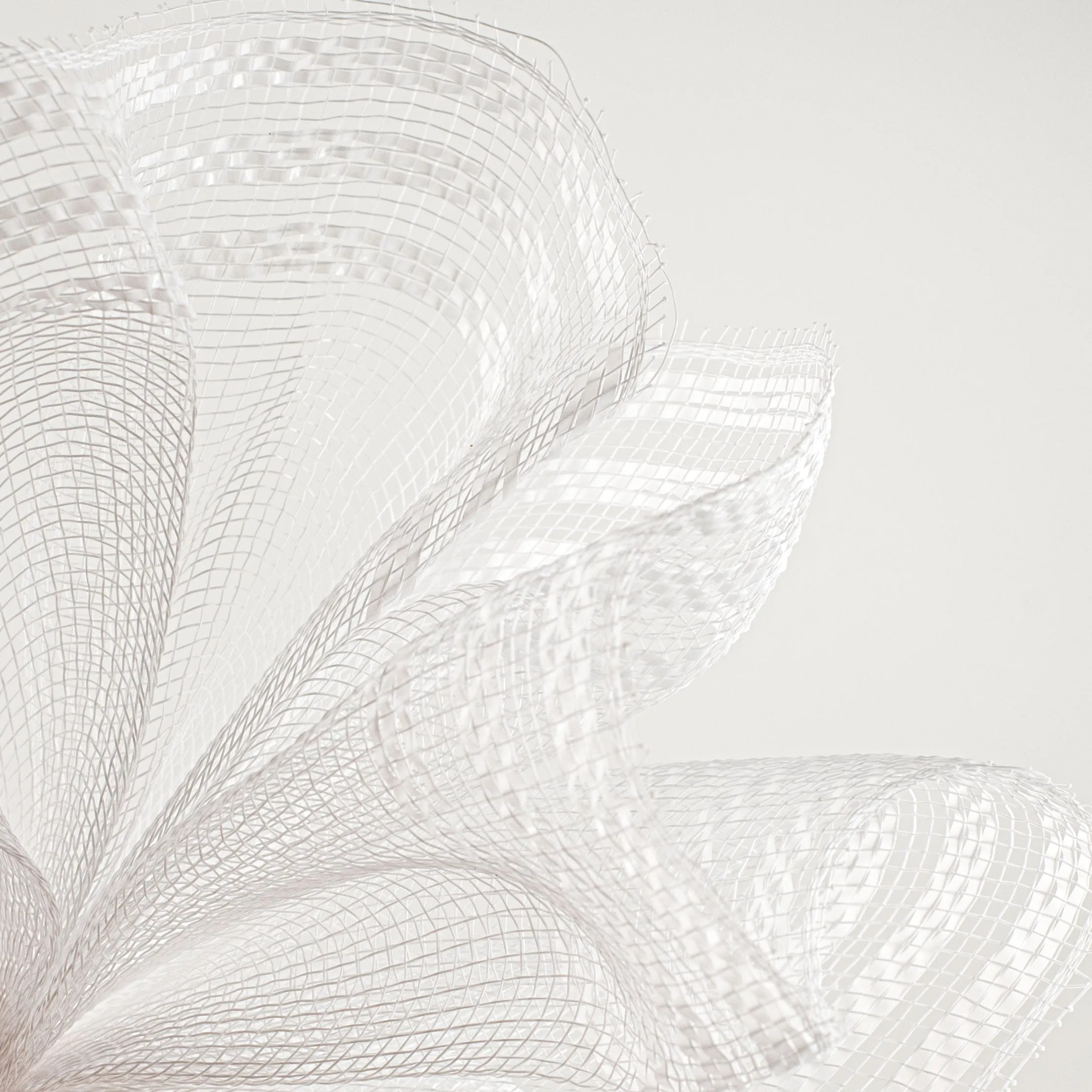 10" Border Stripe Metallic Mesh: White & White Film