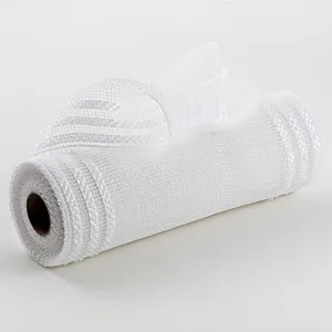 10" Border Stripe Metallic Mesh: White & White Film
