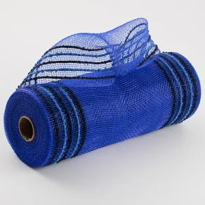 10" Border Stripe Snowdrift Mesh: Royal Blue, Blue, Black