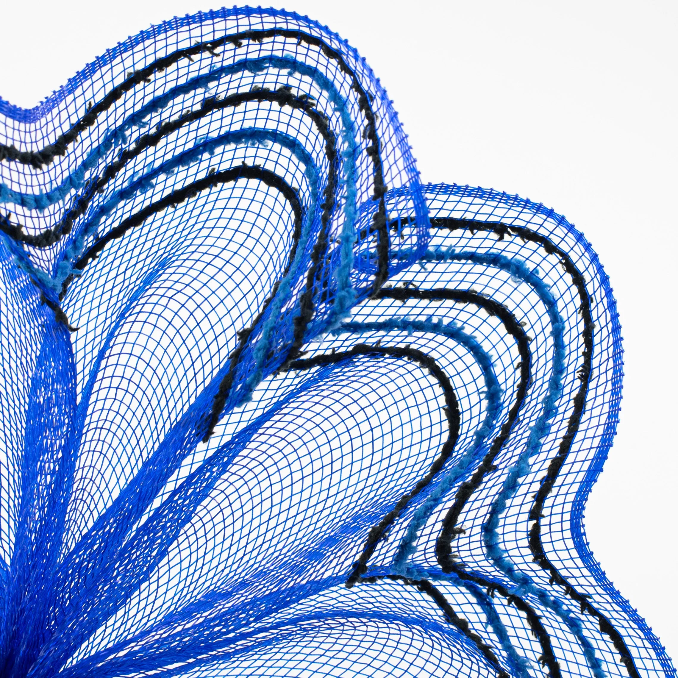 10" Border Stripe Snowdrift Mesh: Royal Blue, Blue, Black