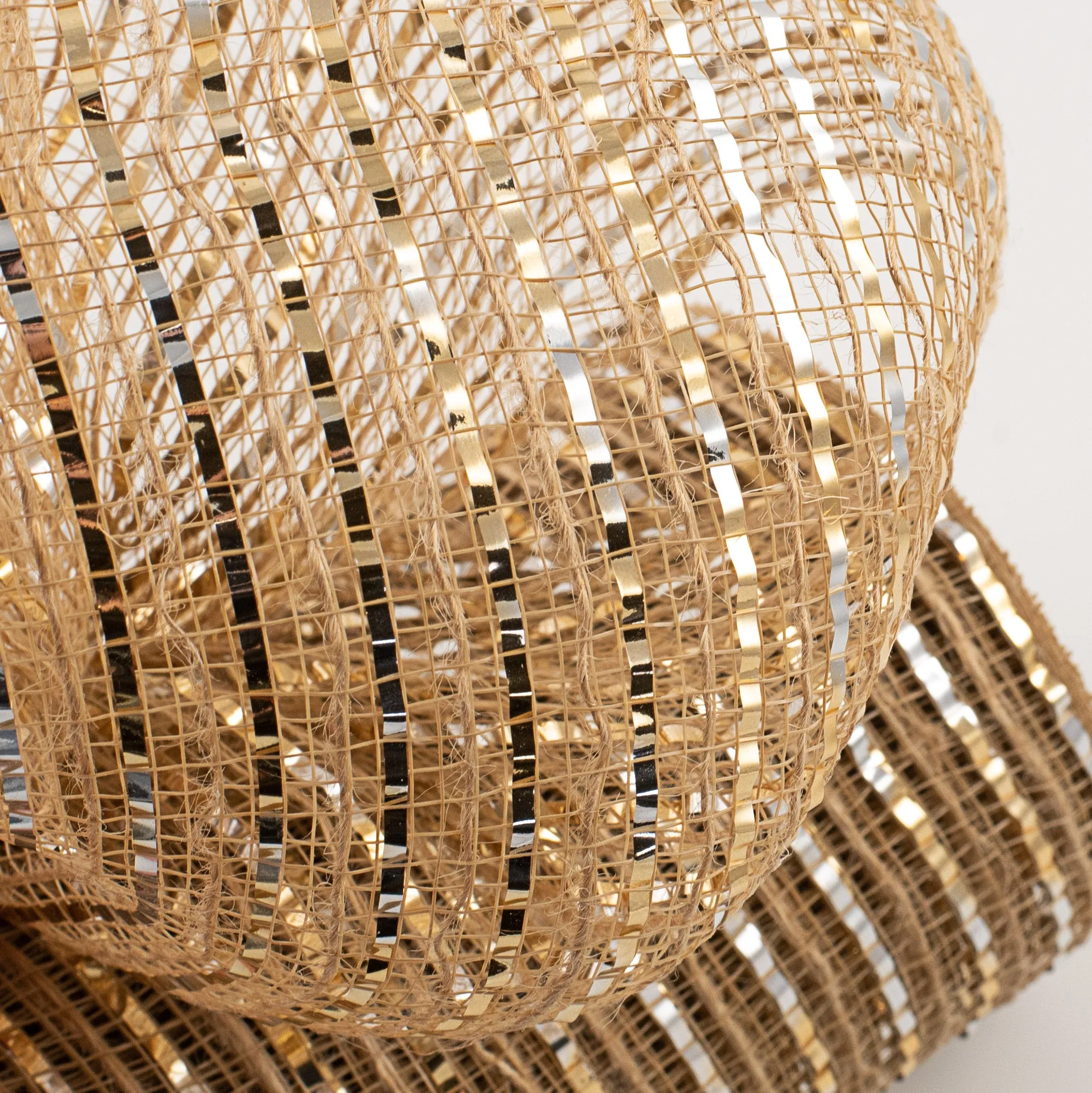 10" Burlap Deco Mesh: Metallic Champagne