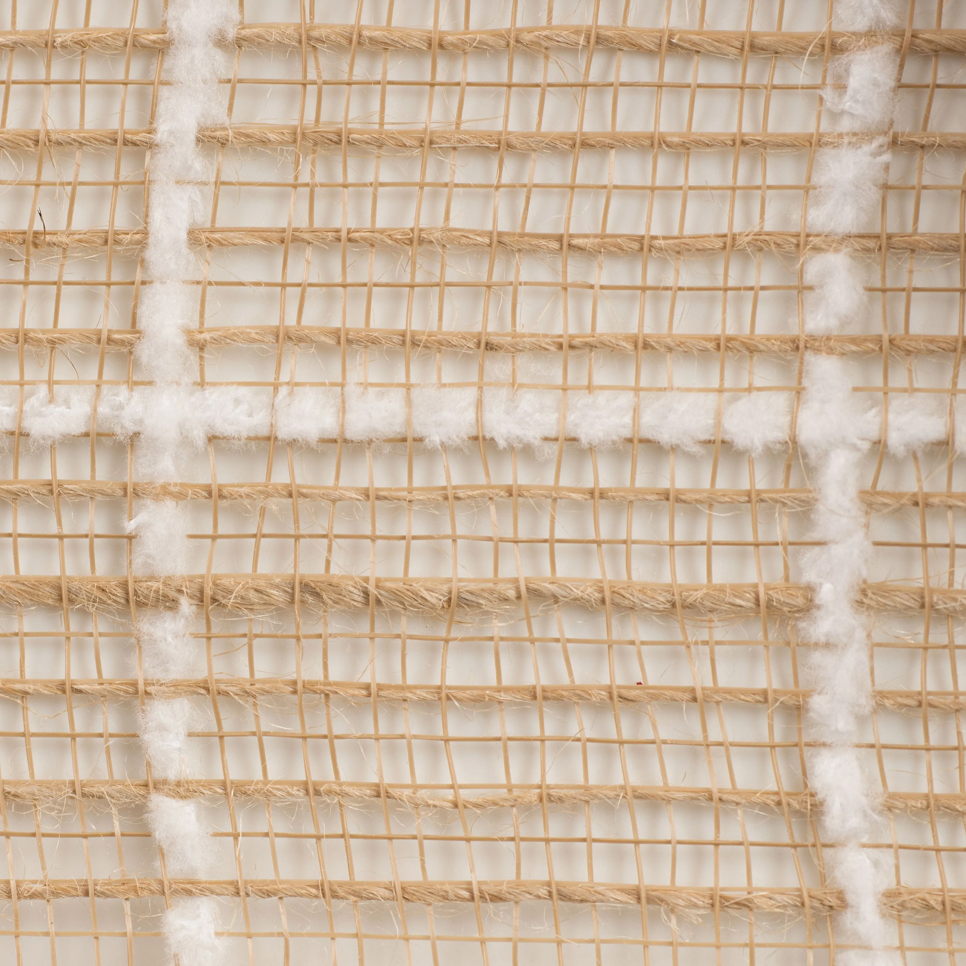10" Burlap Fuzzy Grid Mesh: Natural & White