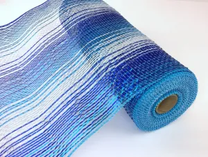 10" Deco Poly Mesh: Aqua/Royal Blue/Silver - 10yds