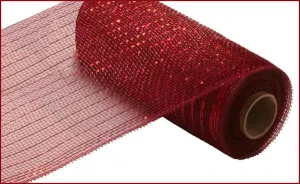 10" Deco Poly Mesh: Metallic Burgundy w/ Red Foil