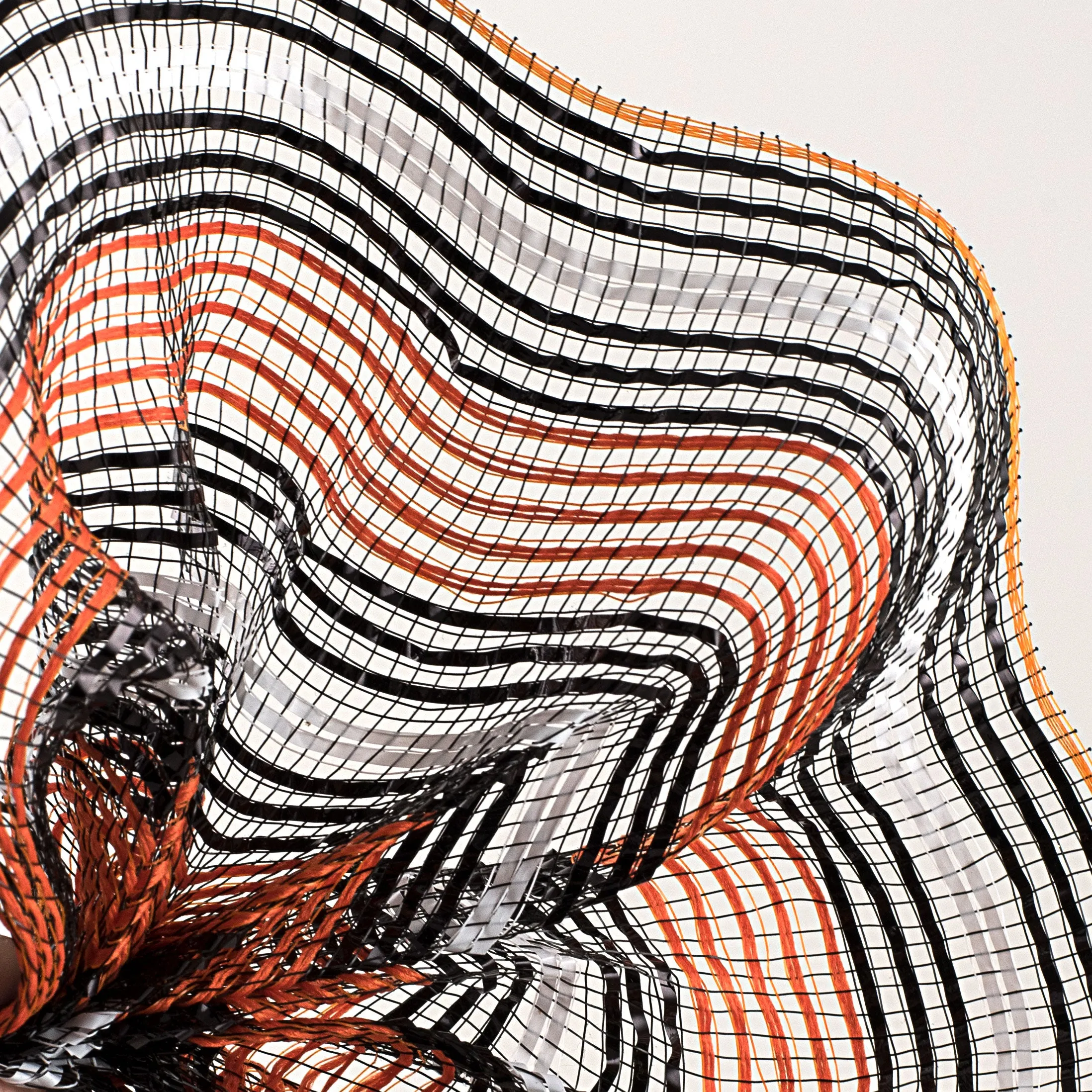 10" Fabric Bold Stripe Mesh: Orange, Black, White
