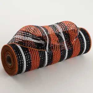 10" Fabric Bold Stripe Mesh: Orange, Black, White