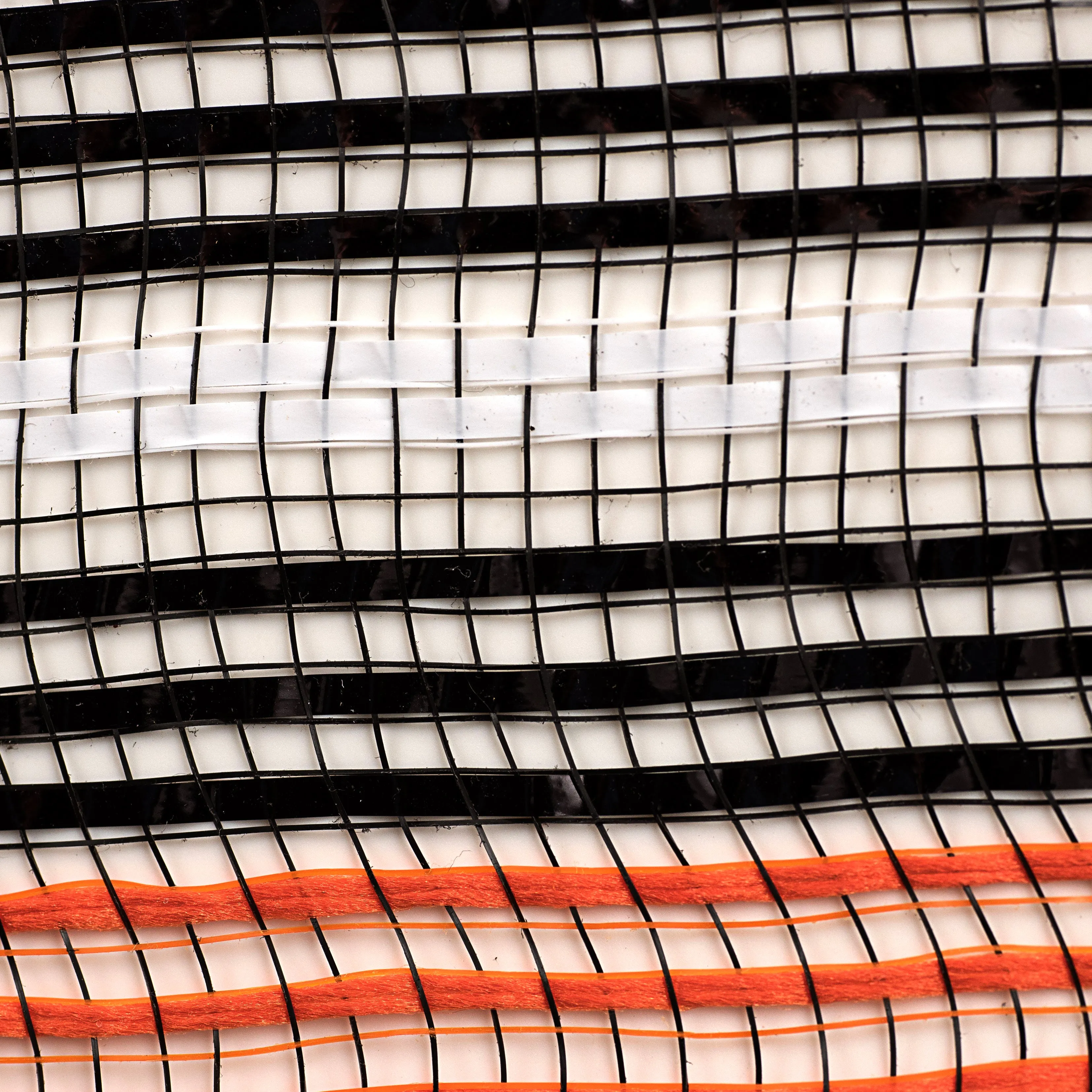 10" Fabric Bold Stripe Mesh: Orange, Black, White
