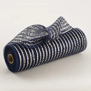 10" Fabric Mesh With Stripes: Navy & Champagne