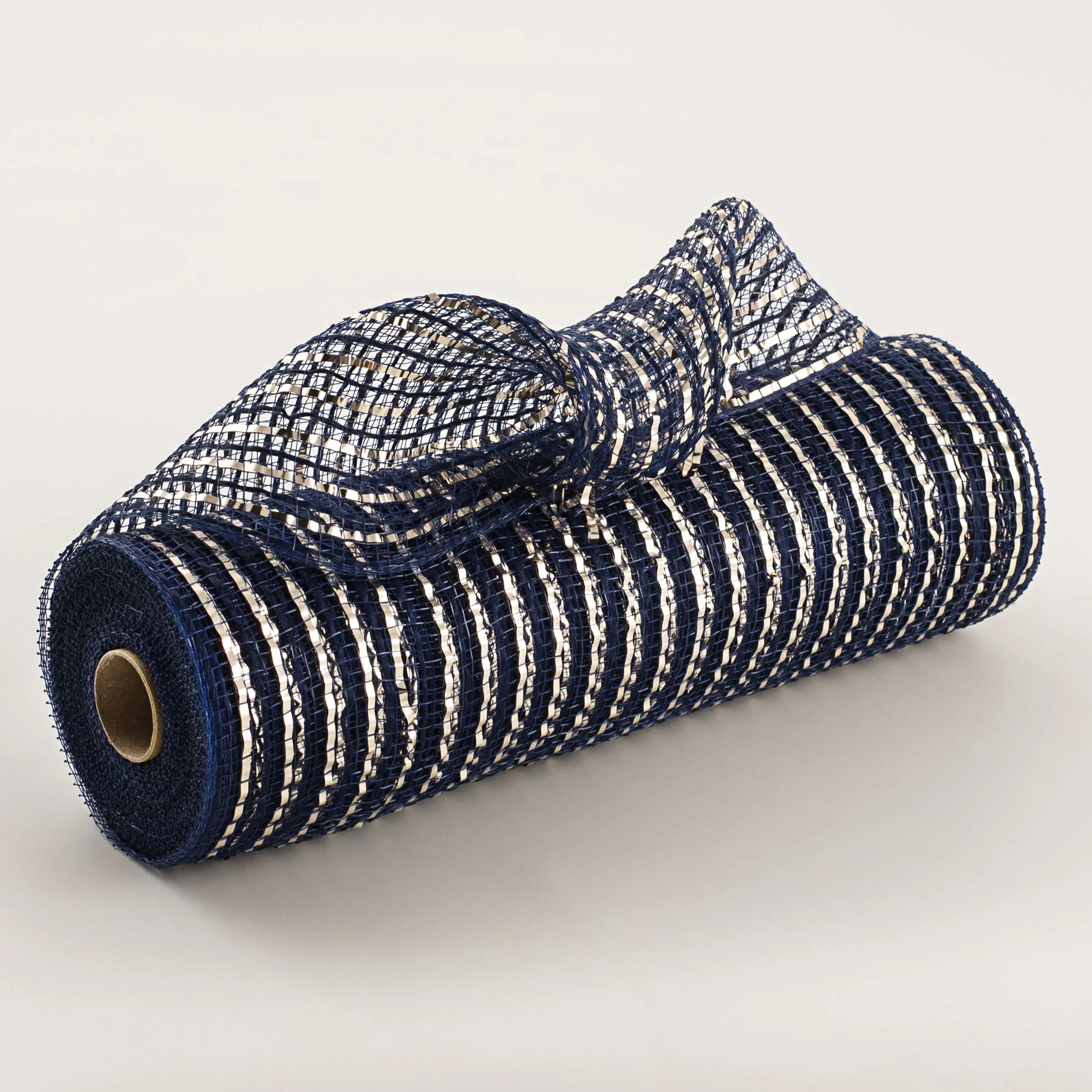 10" Fabric Mesh With Stripes: Navy & Champagne