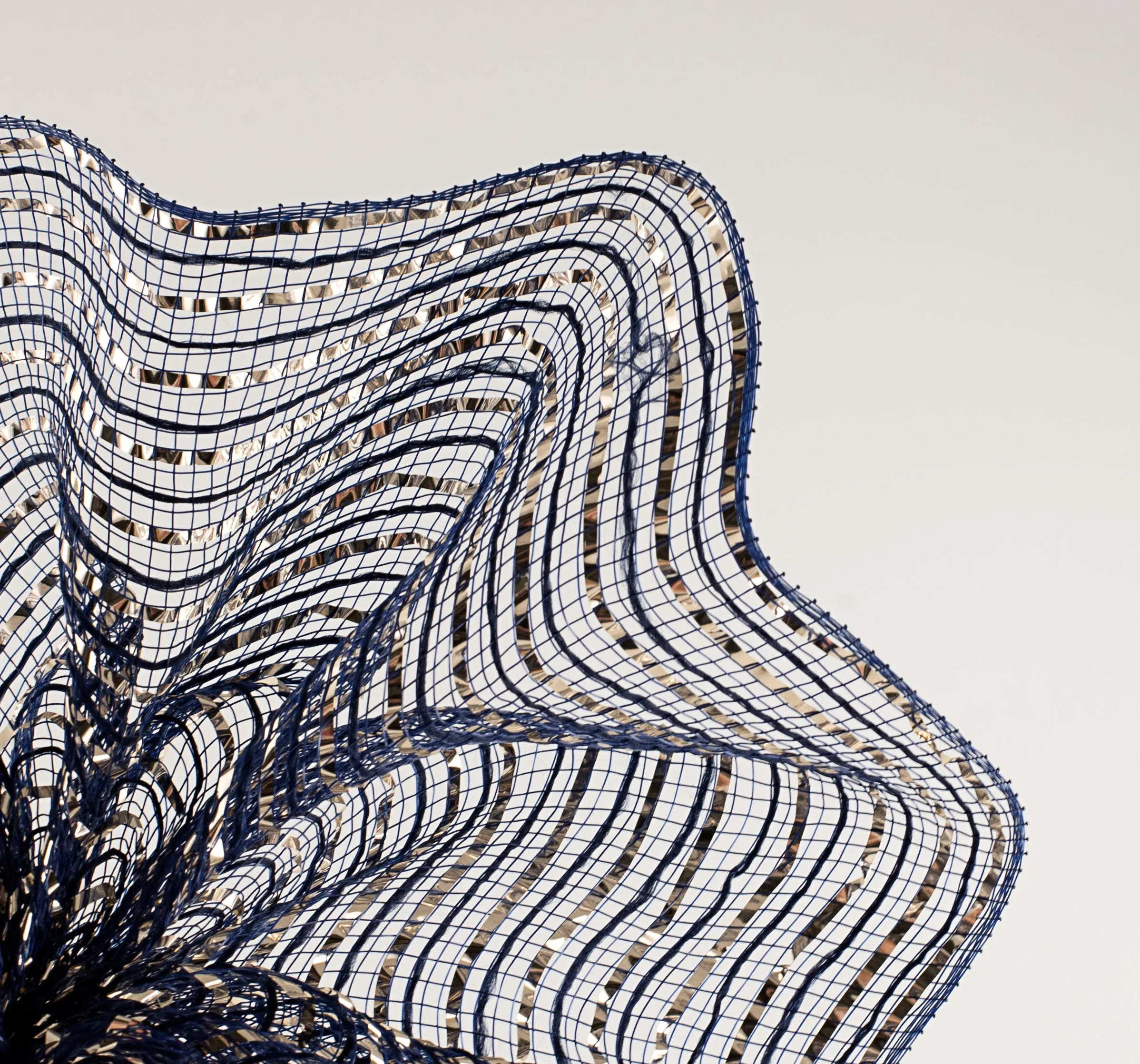 10" Fabric Mesh With Stripes: Navy & Champagne