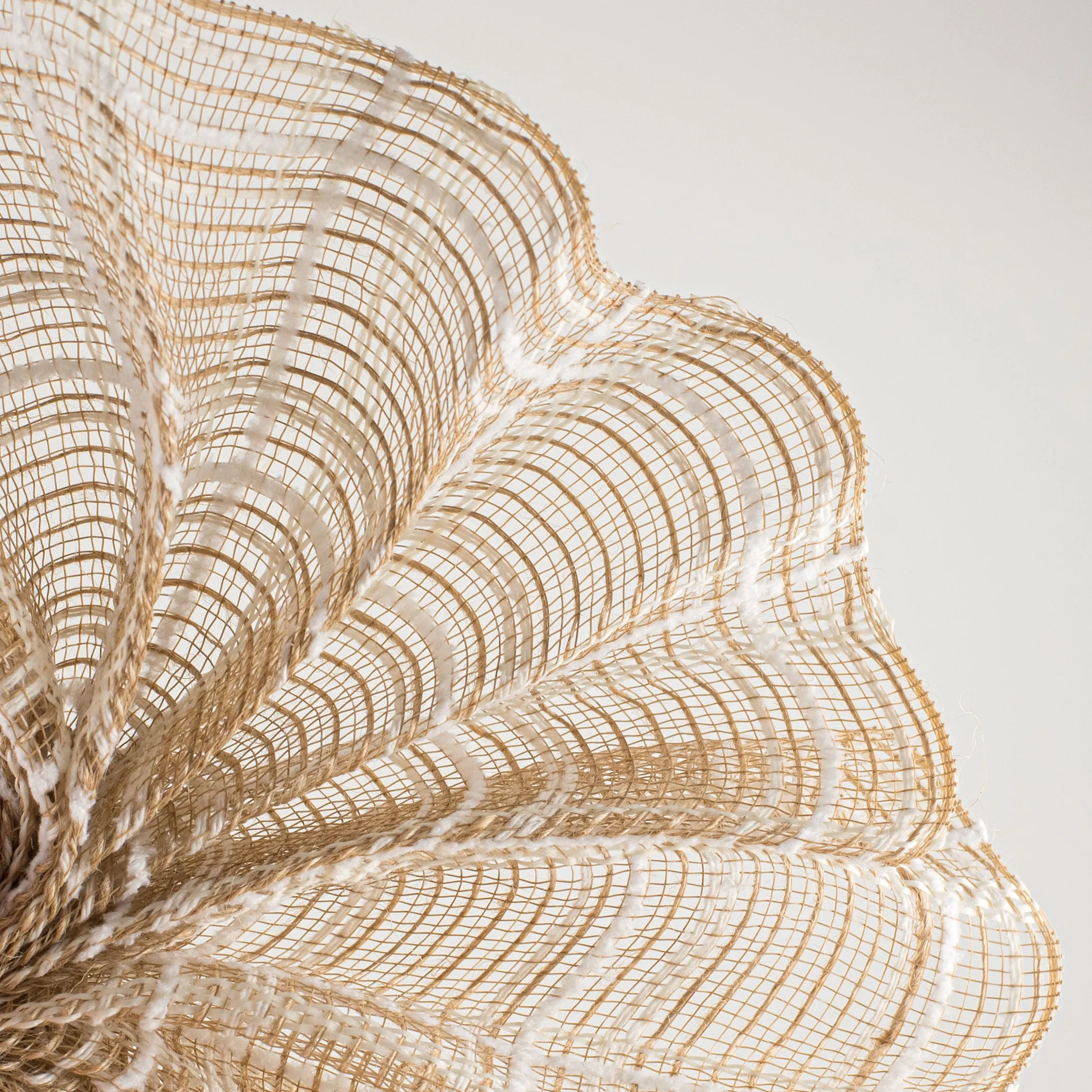 10" Fabric Plaid Mesh: Natural Jute, Cream & White Drift