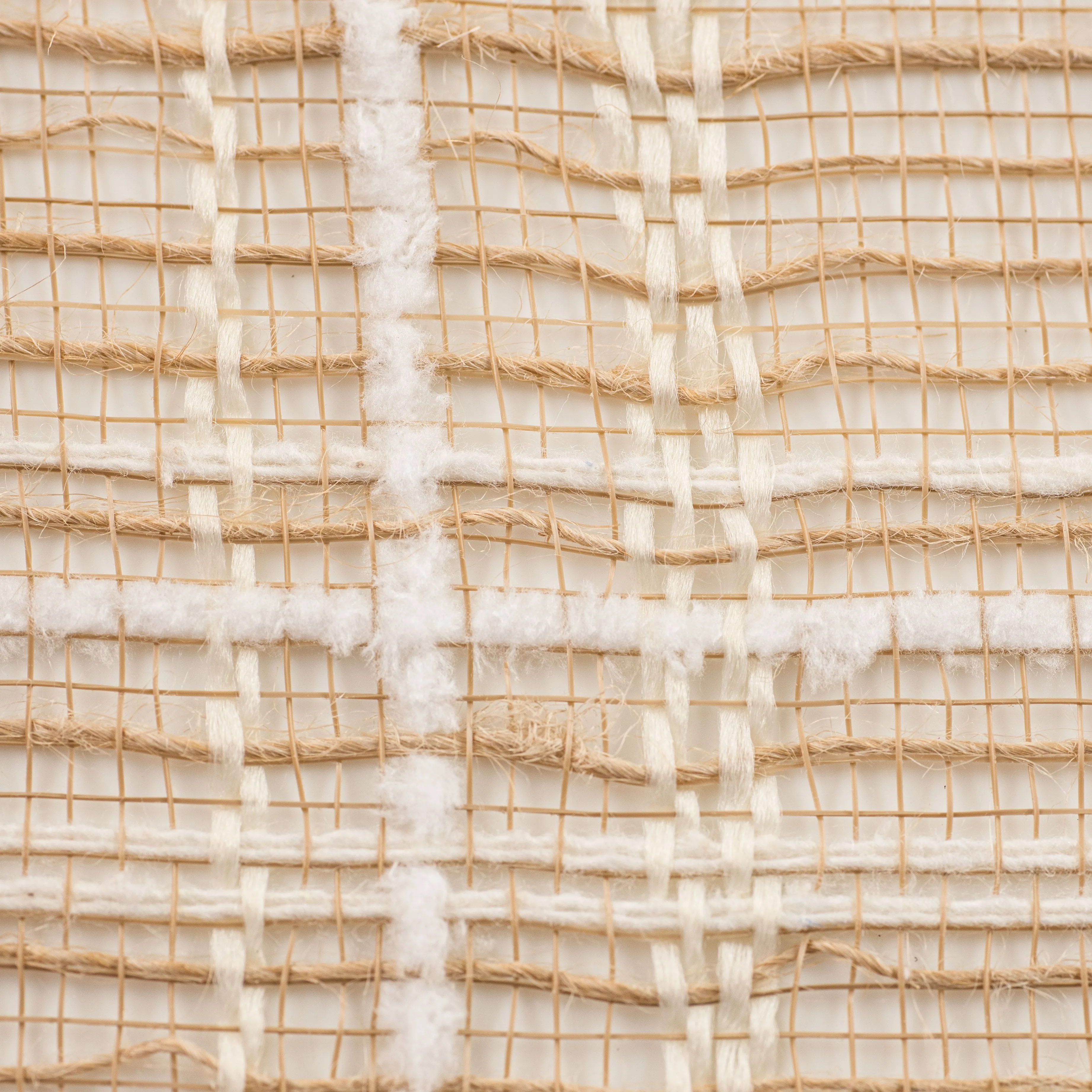 10" Fabric Plaid Mesh: Natural Jute, Cream & White Drift