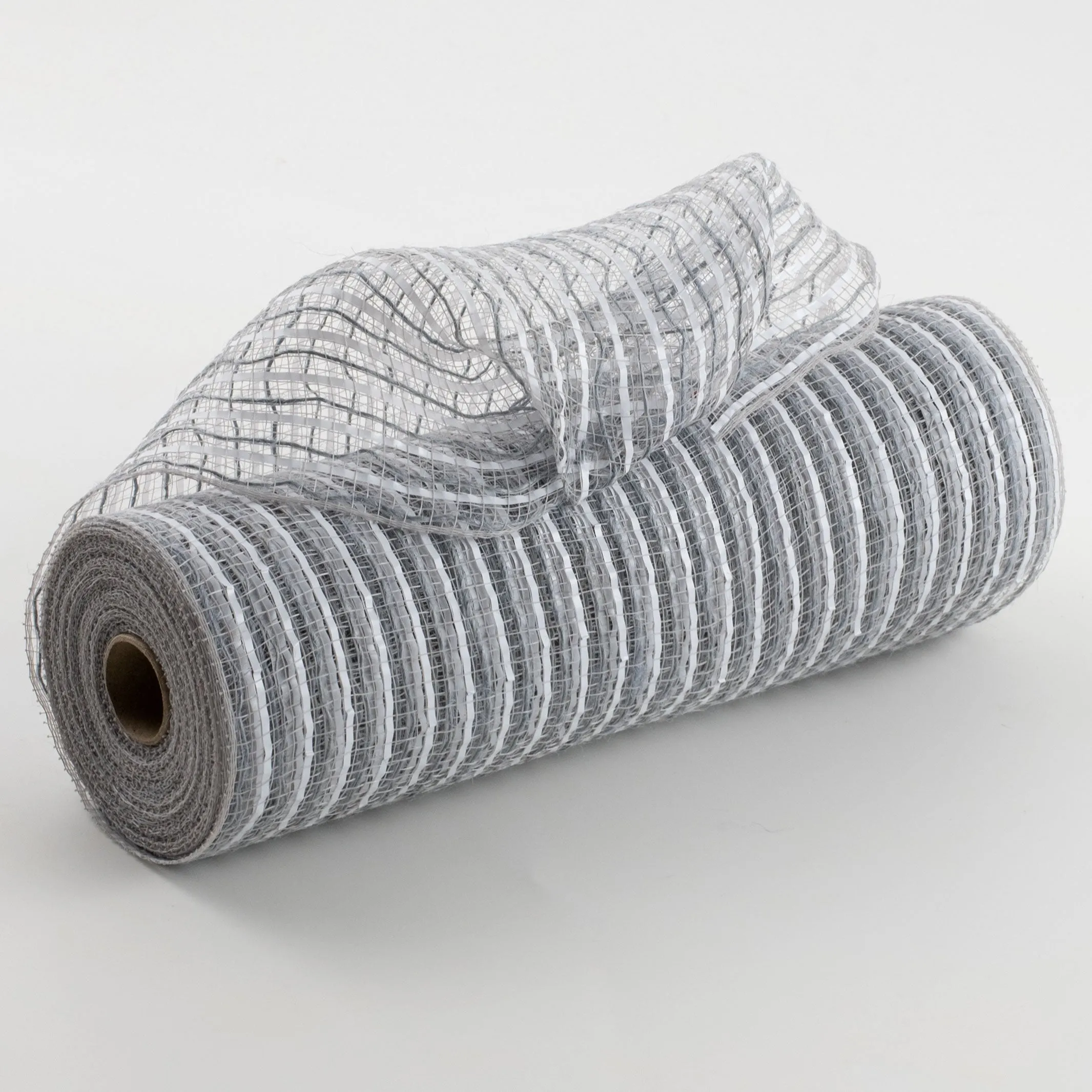 10" Fabric Stripe Mesh: Grey & White