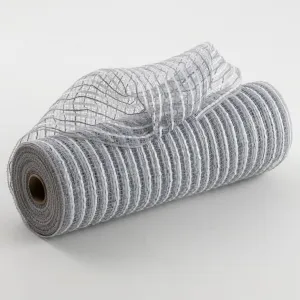 10" Fabric Stripe Mesh: Grey & White