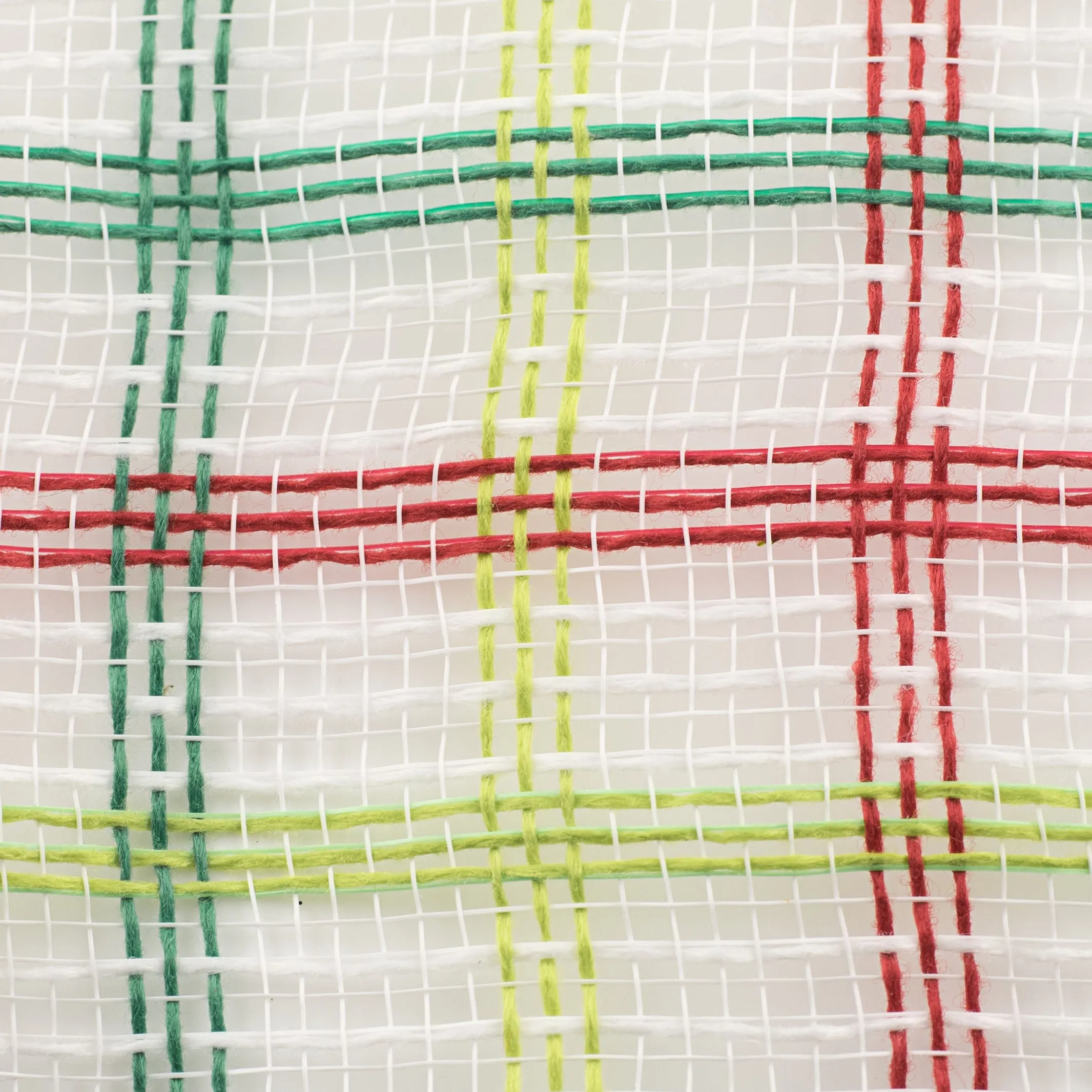 10" Faux Jute Check Mesh: White, Red, Emerald, Lime