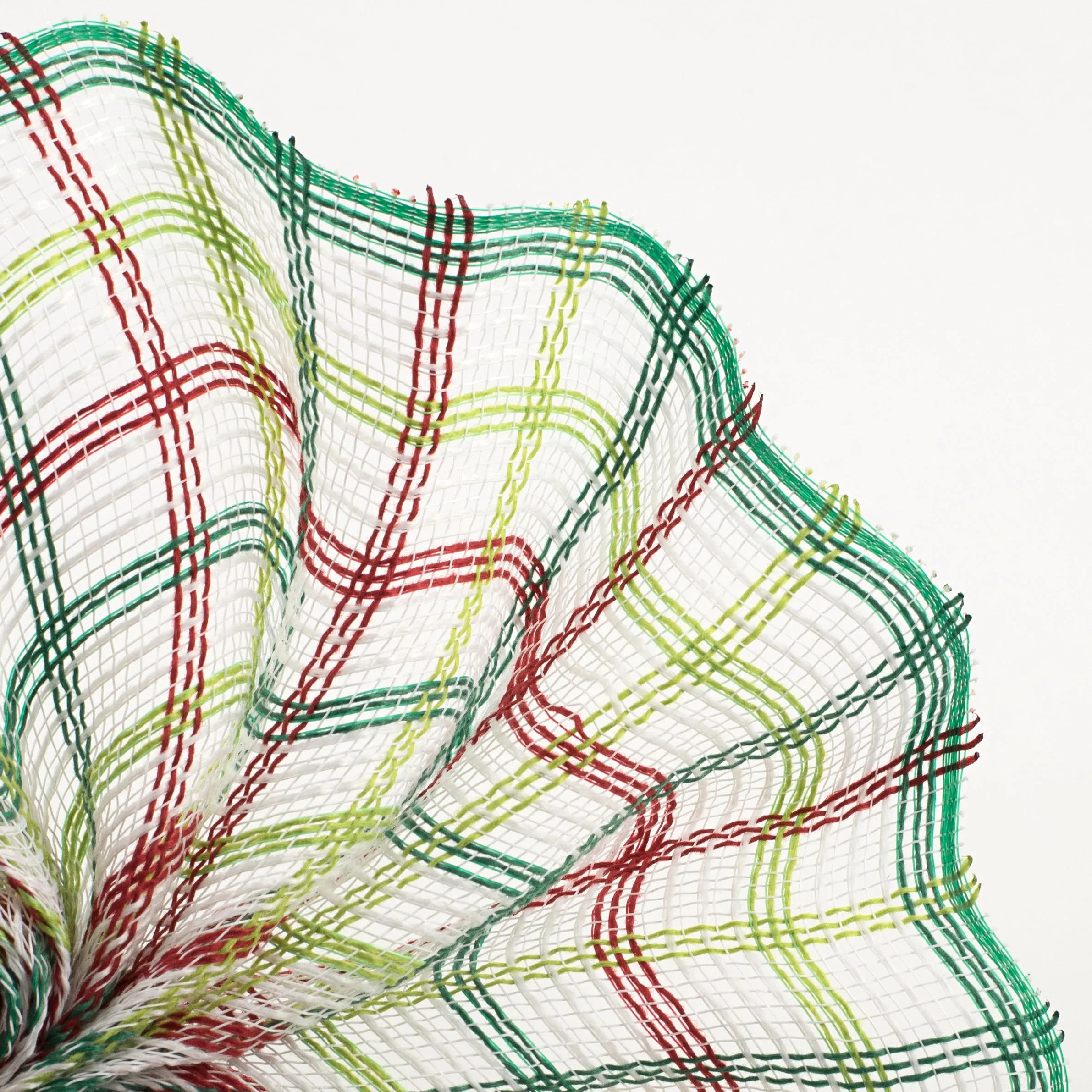 10" Faux Jute Check Mesh: White, Red, Emerald, Lime