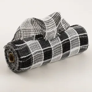 10" Fuzz Snow Check Mesh: Black & White