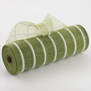 10" Fuzzy Stripe Mesh: Moss Green