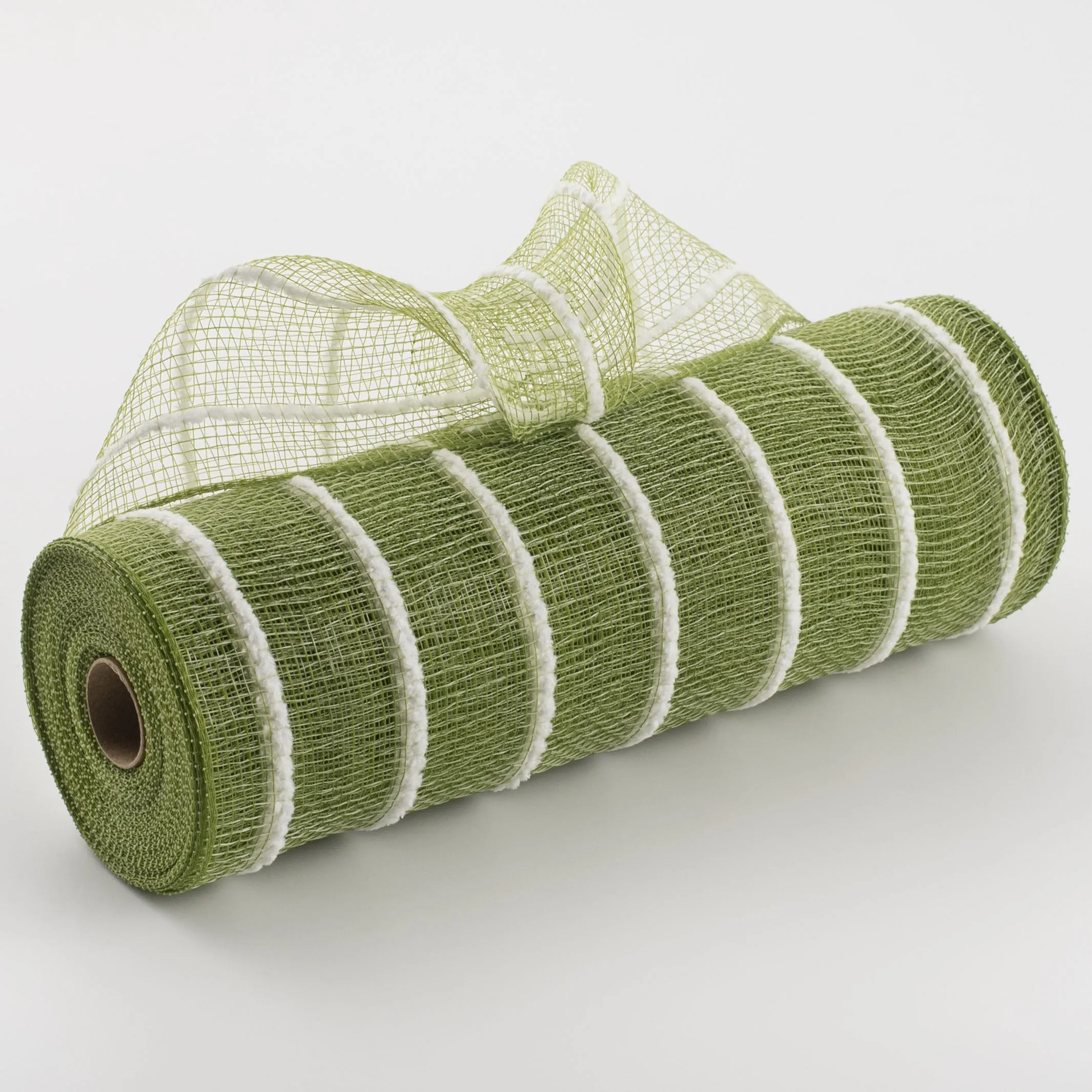 10" Fuzzy Stripe Mesh: Moss Green