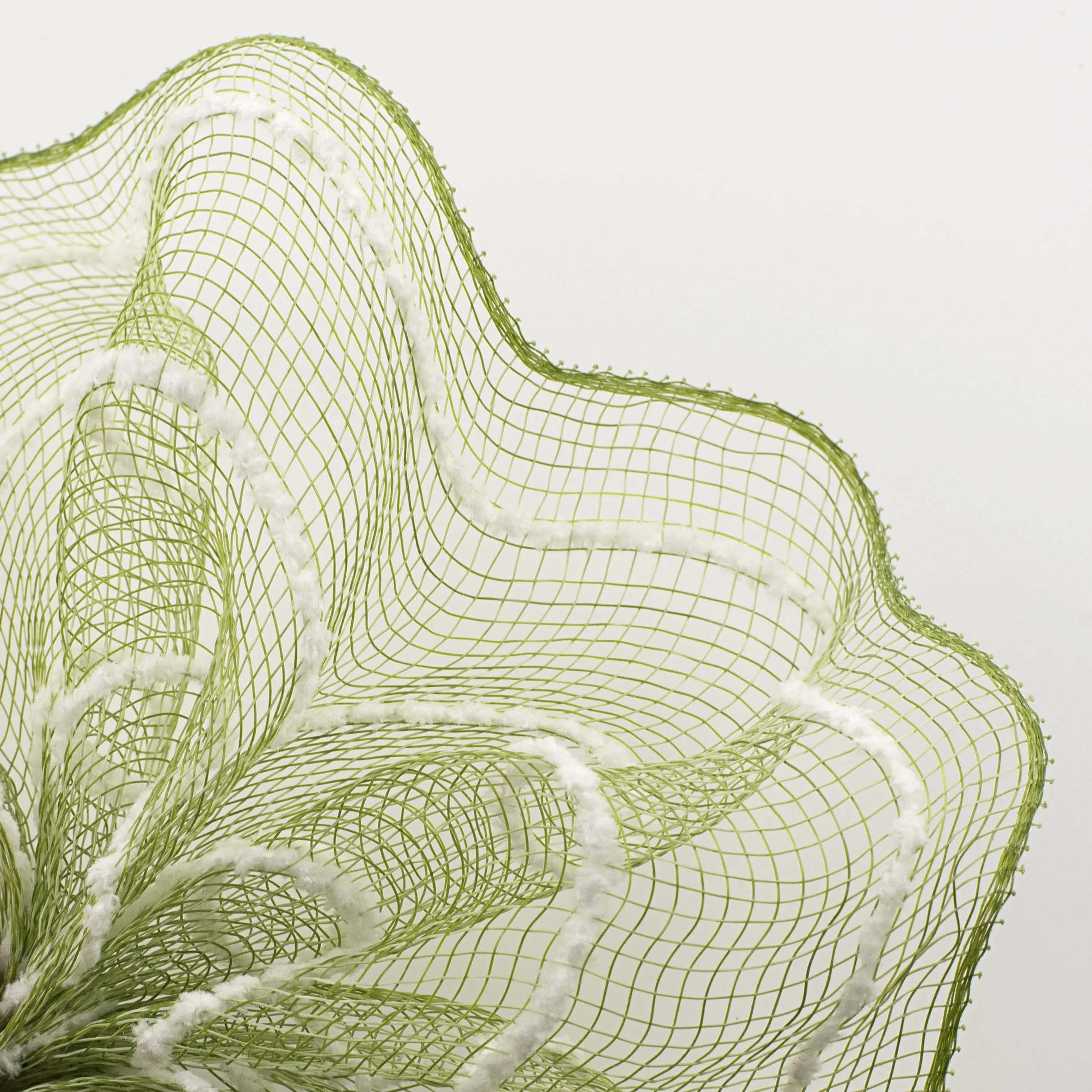 10" Fuzzy Stripe Mesh: Moss Green