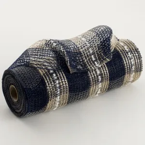 10" Metallic Fabric Plaid Mesh: Navy, Champagne, Snowball