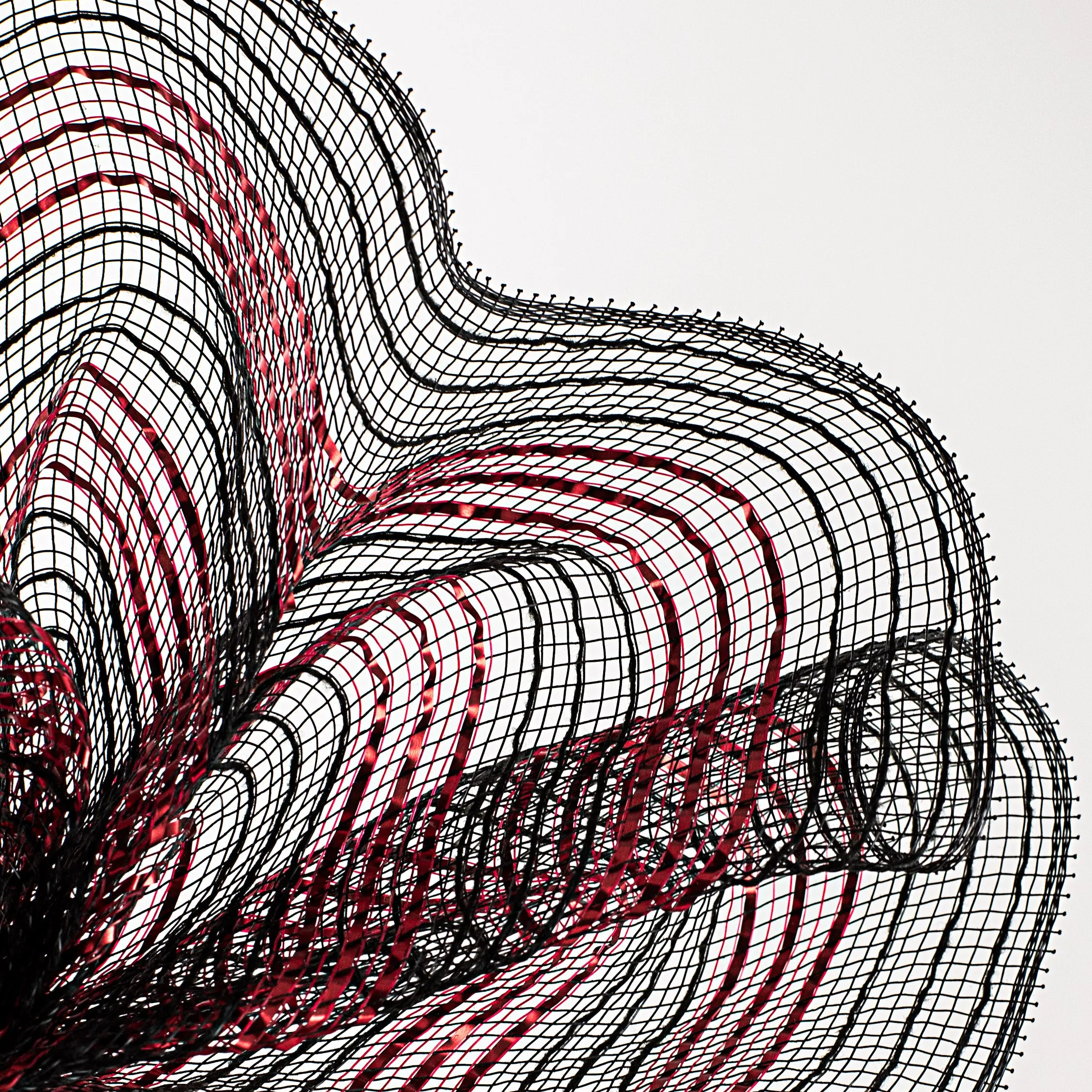 10" Metallic Stripe Fabric Mesh: Black & Red