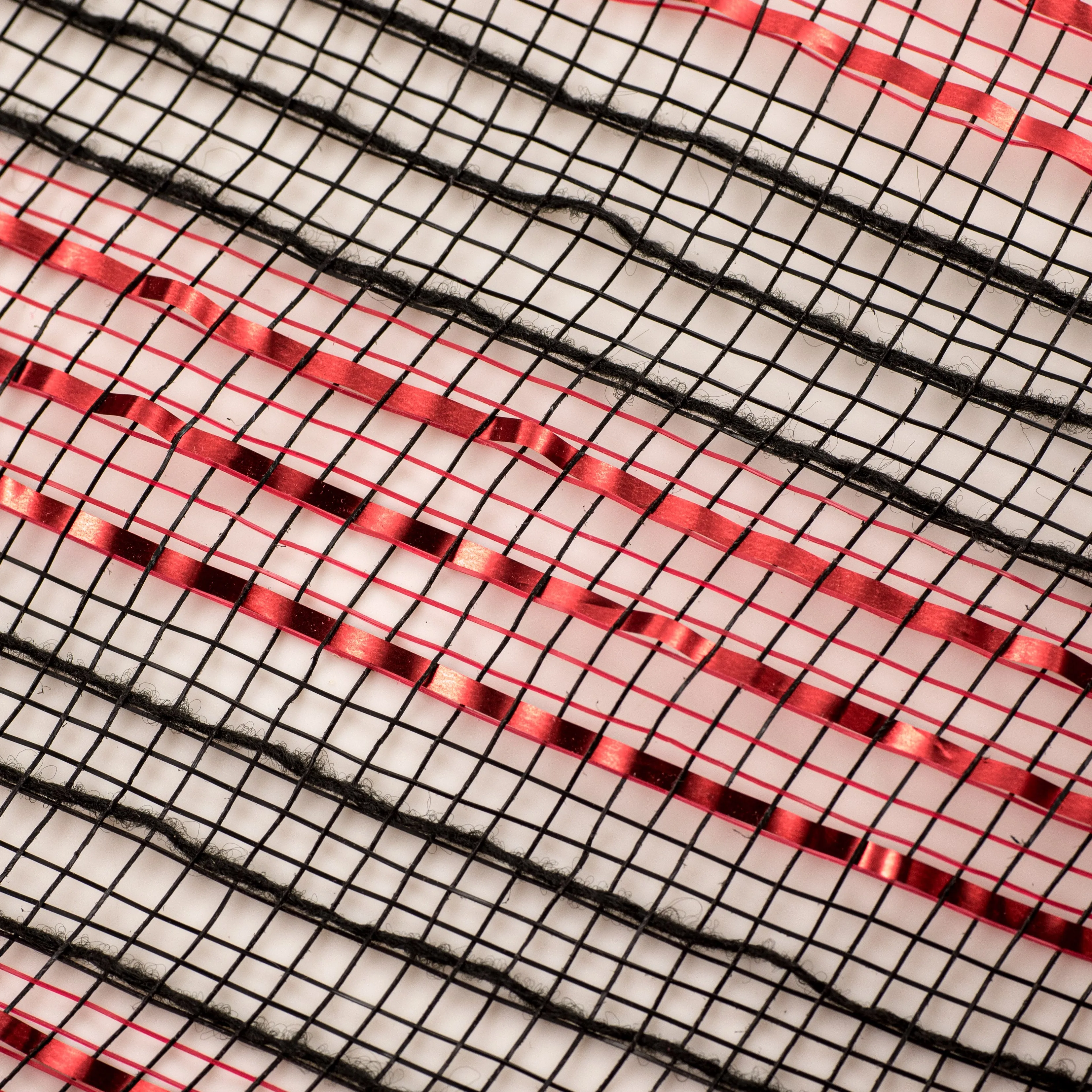 10" Metallic Stripe Fabric Mesh: Black & Red