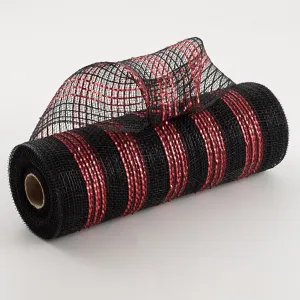 10" Metallic Stripe Fabric Mesh: Black & Red